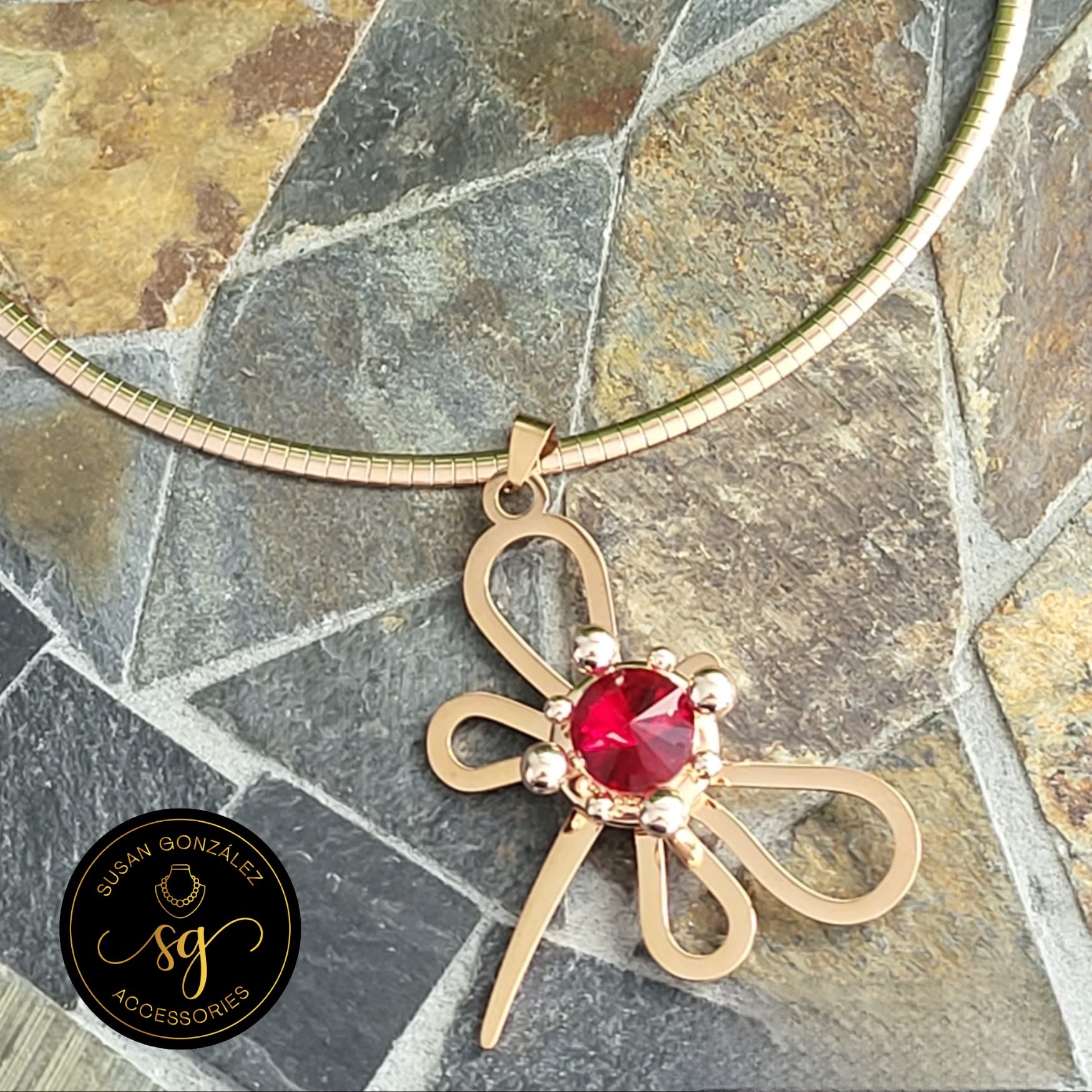 Luxe Dragonfly Pendant - Rose Gold