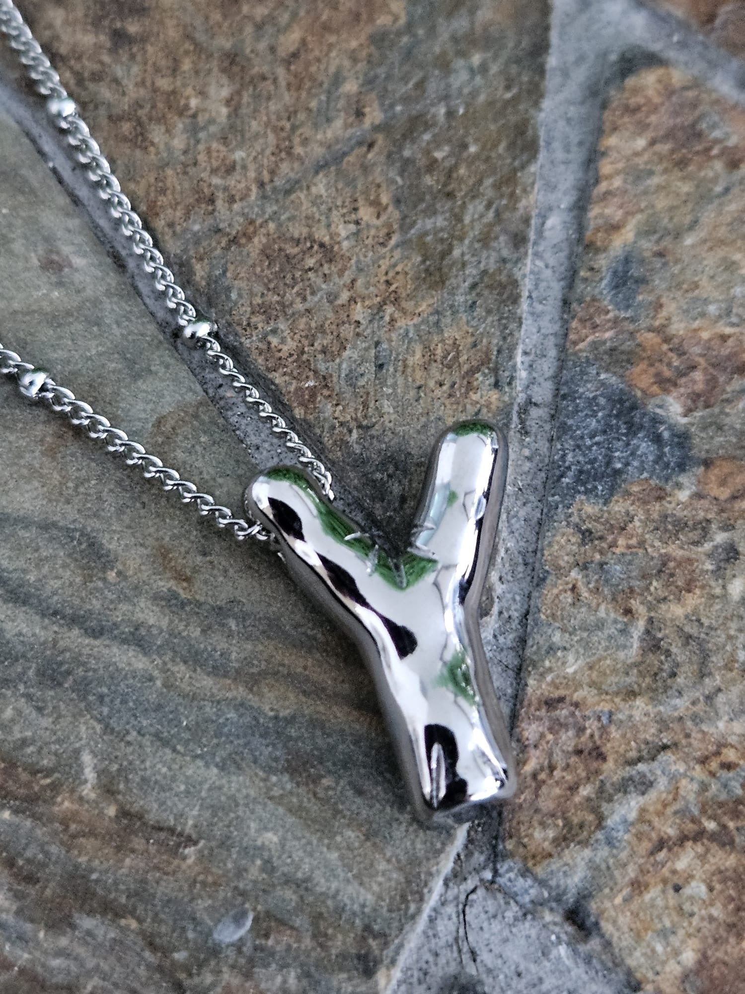 Initial Necklace - Bamboo Balloon (SILVER) - Y