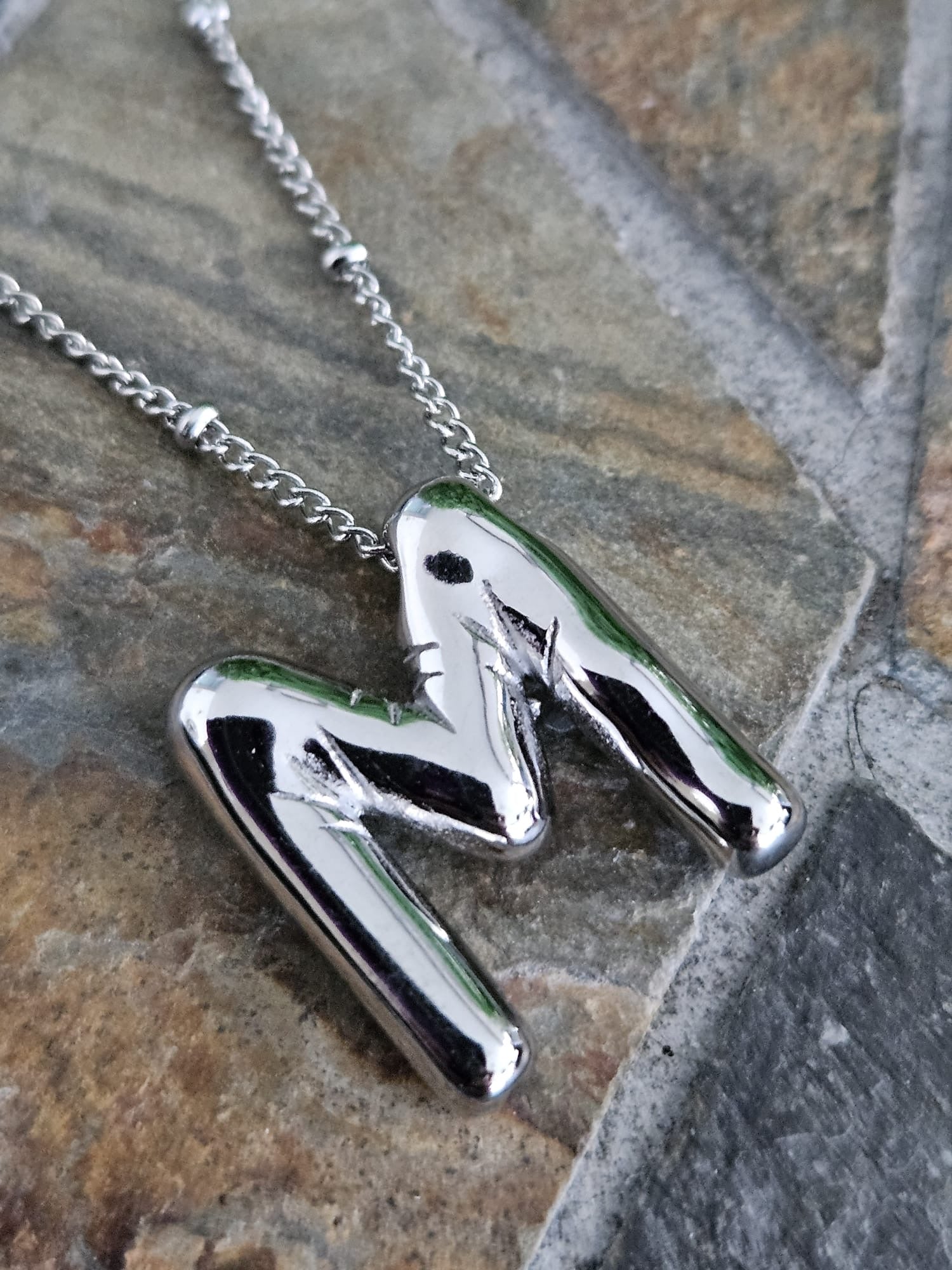 Initial Necklace - Bamboo Balloon (SILVER) - M