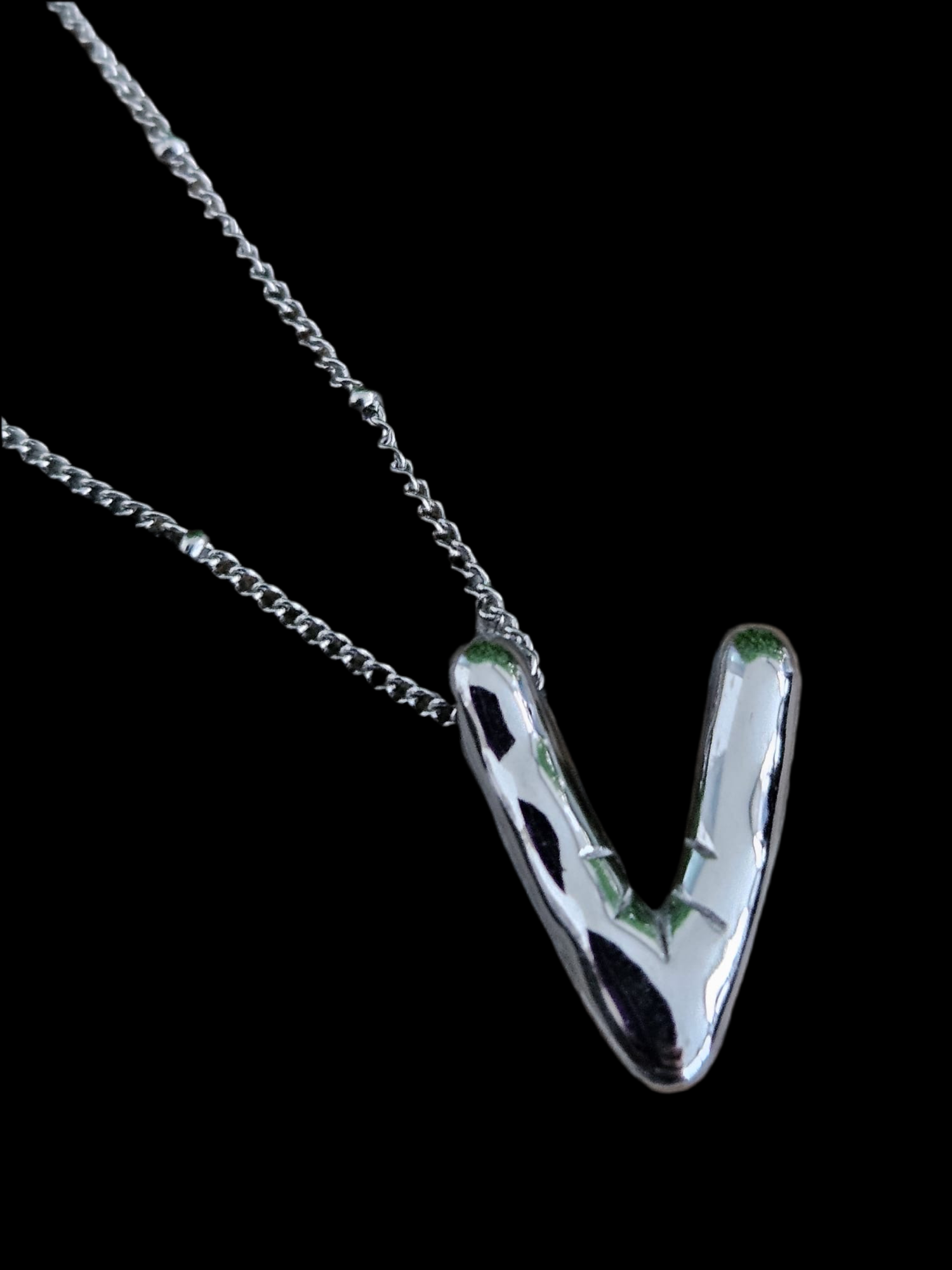 Initial Necklace - Bamboo Balloon (SILVER) - V