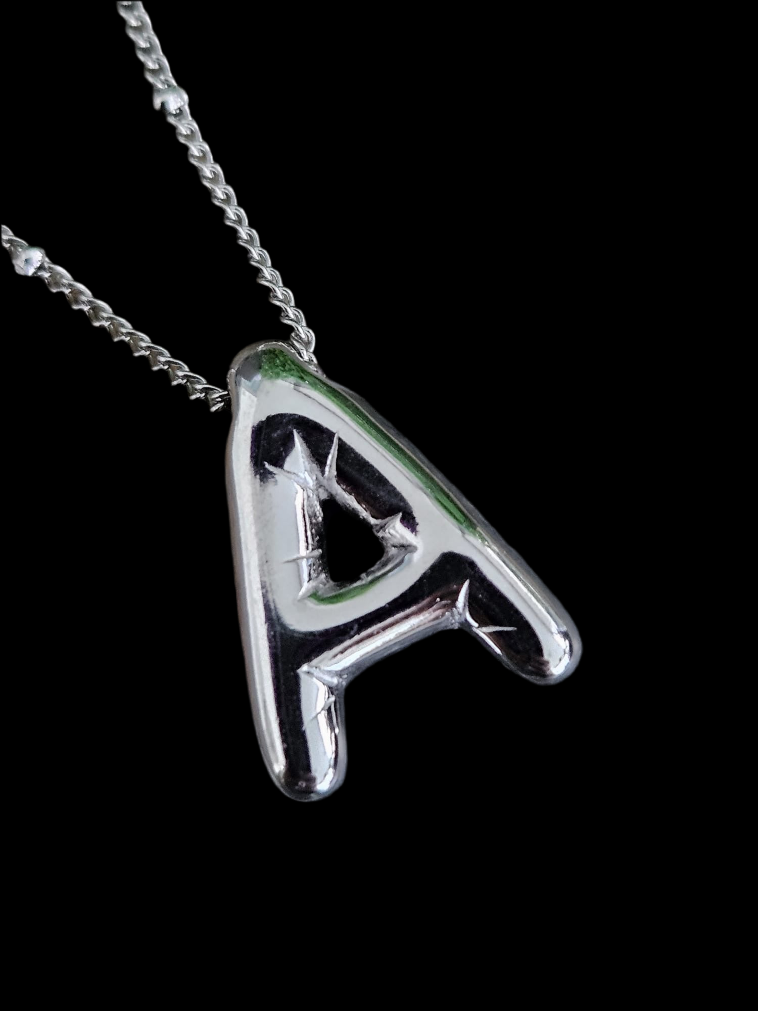 Initial Necklace - Bamboo Balloon (SILVER) - A