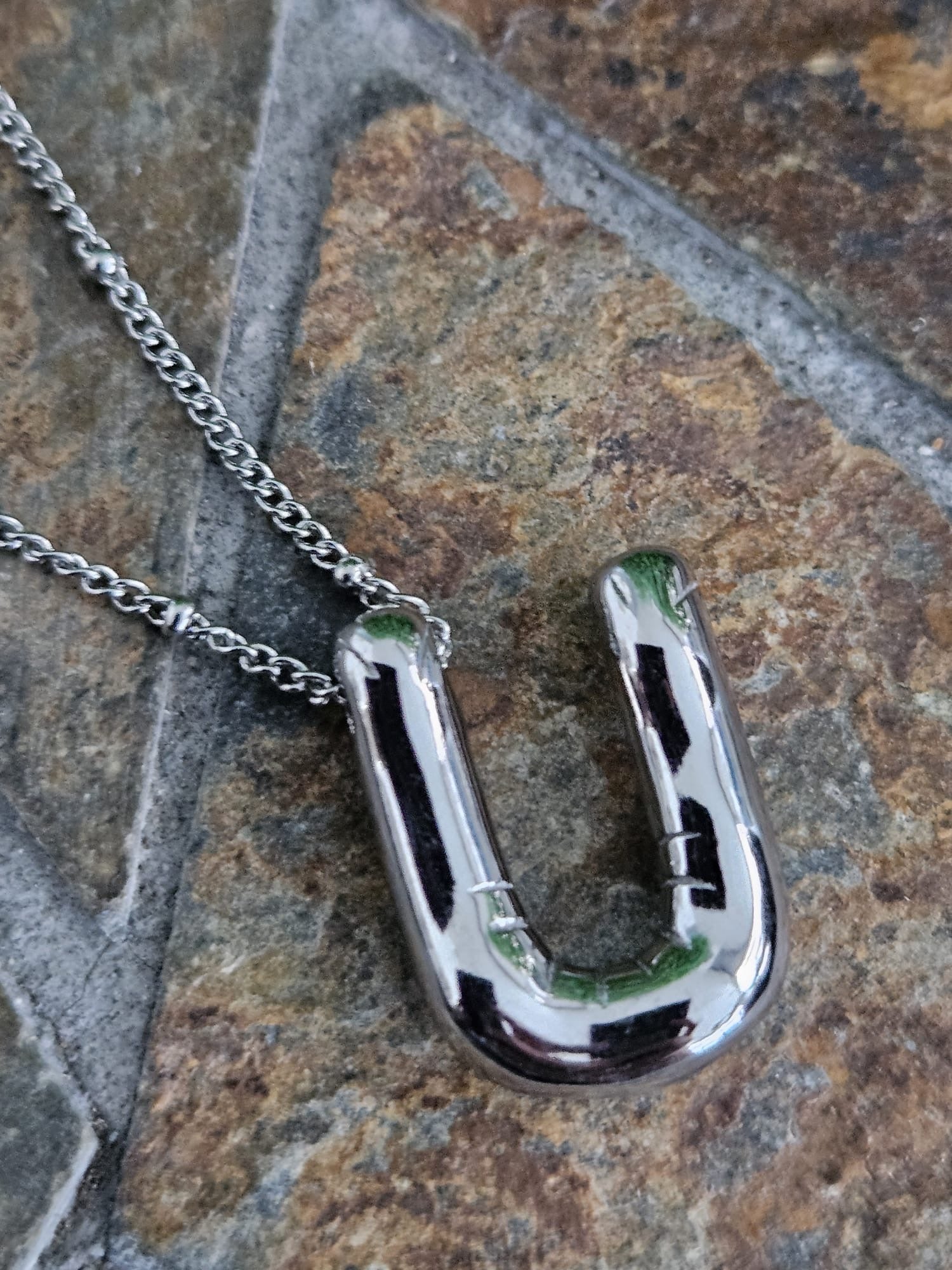 Initial Necklace - Bamboo Balloon (SILVER) - U