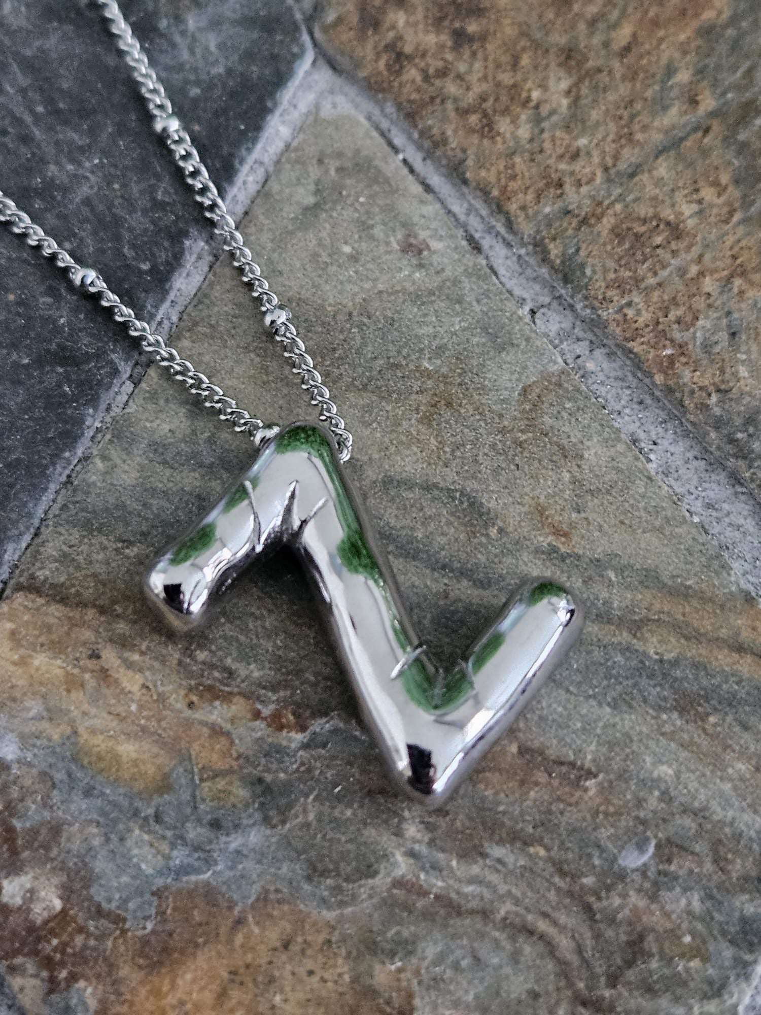 Initial Necklace - Bamboo Balloon (SILVER) - Z