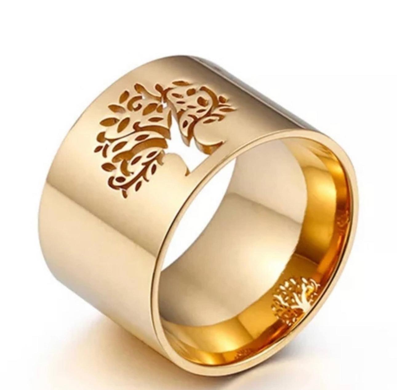 Stainless steel (316L) Tree of Live Ring (gold)