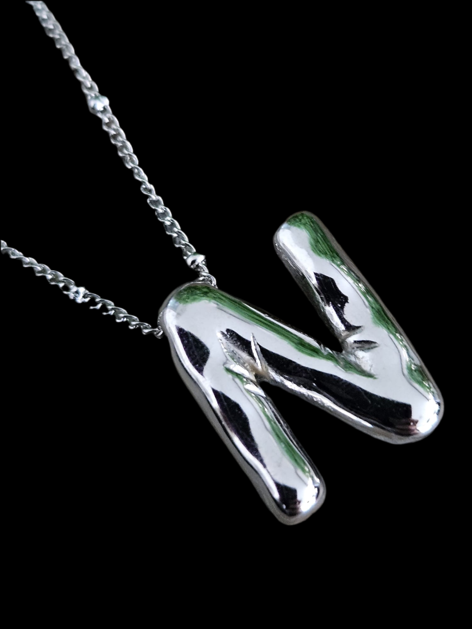 Initial Necklace - Bamboo Balloon (SILVER) - N