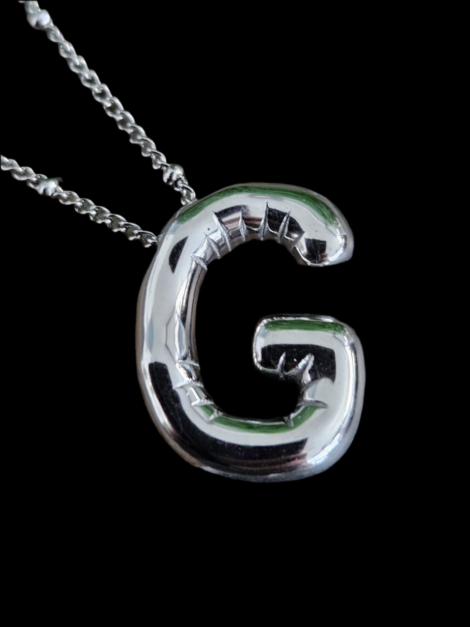 Initial Necklace - Bamboo Balloon (SILVER) - G