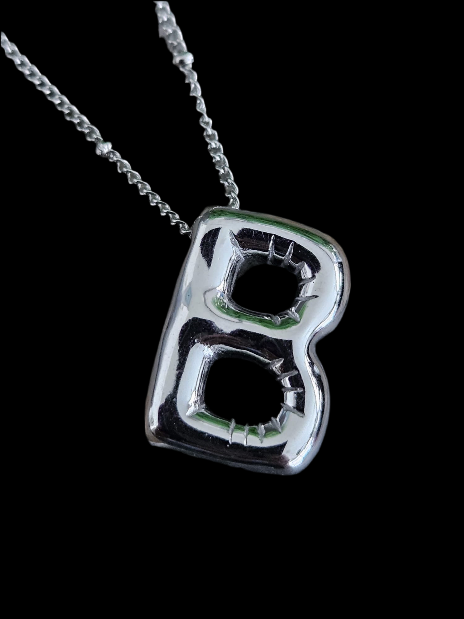 Initial Necklace - Bamboo Balloon (SILVER) - B