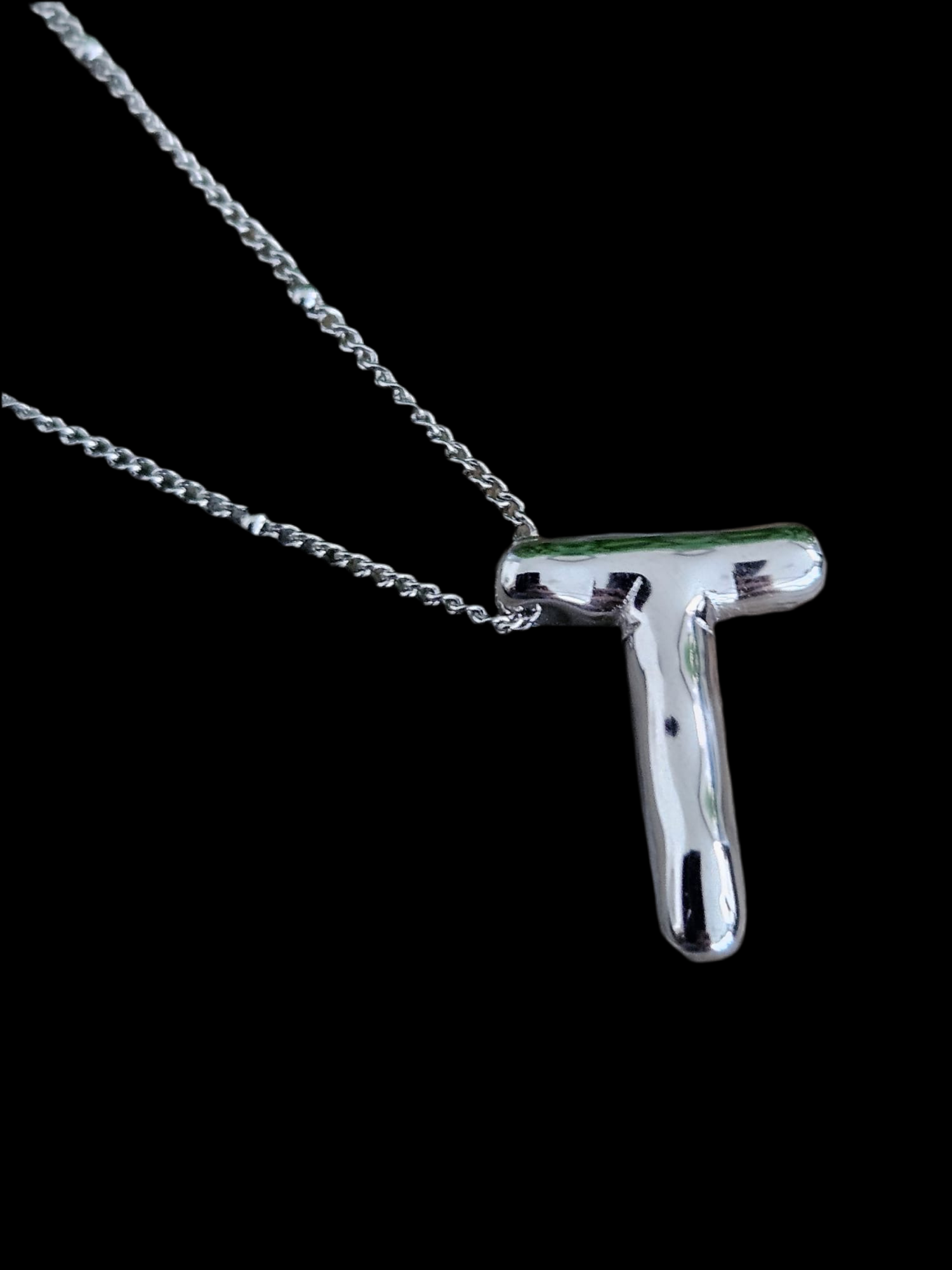 Initial Necklace - Bamboo Balloon (SILVER) - T