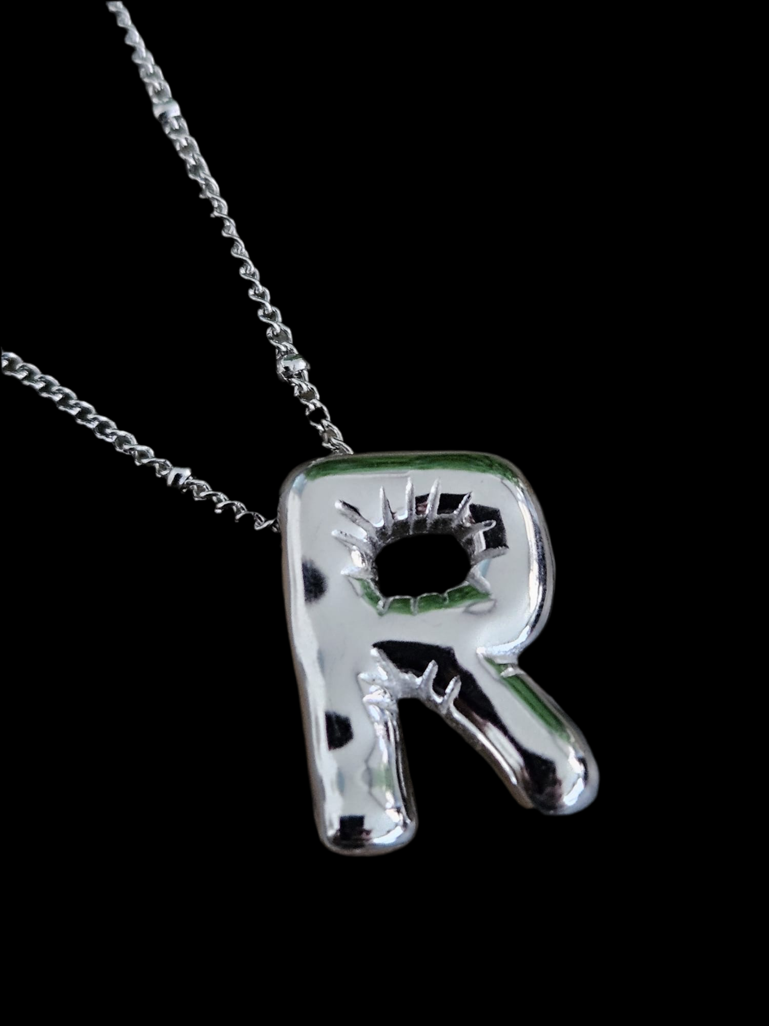 Initial Necklace - Bamboo Balloon (SILVER) - R