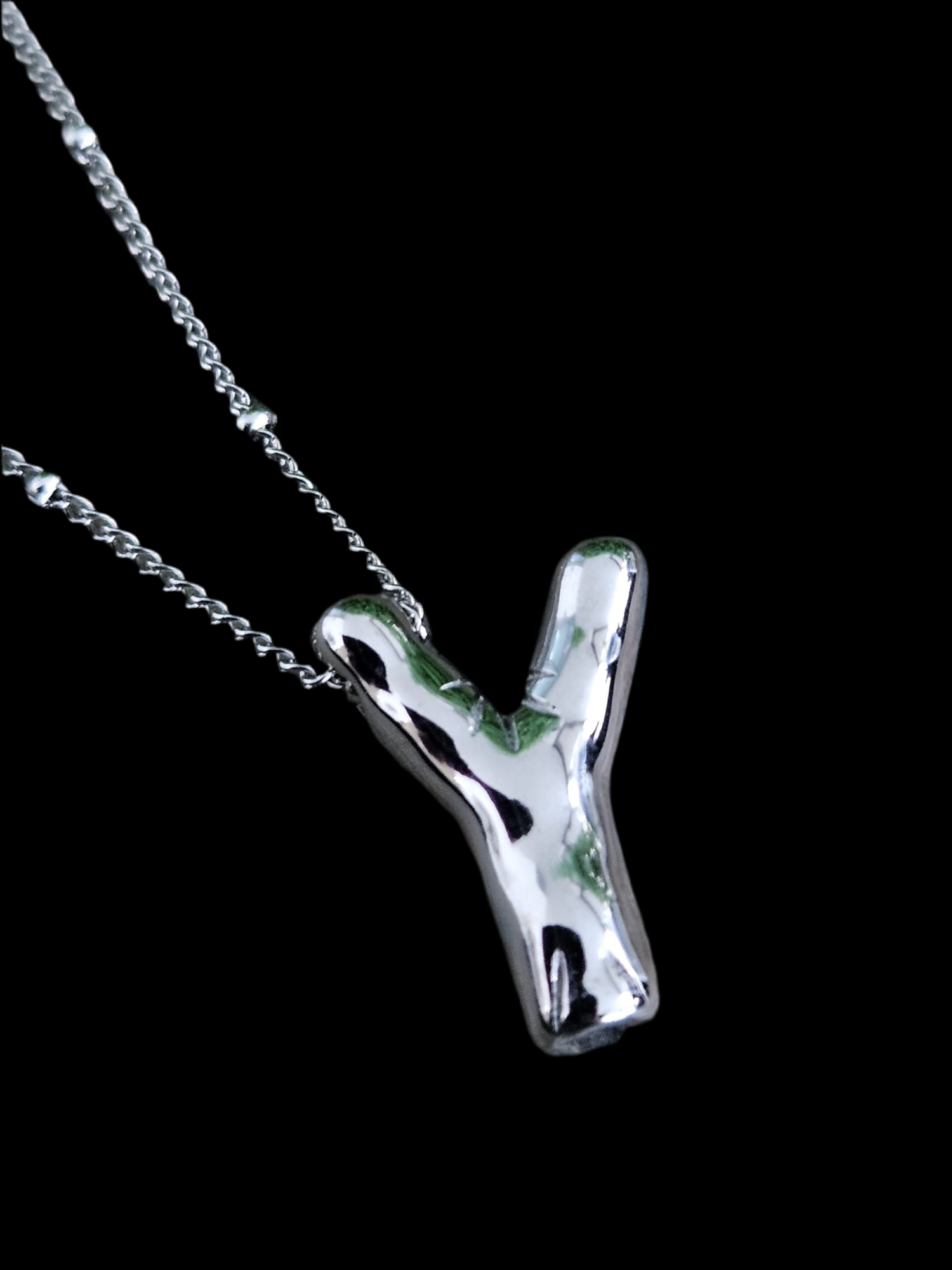 Initial Necklace - Bamboo Balloon (SILVER) - Y