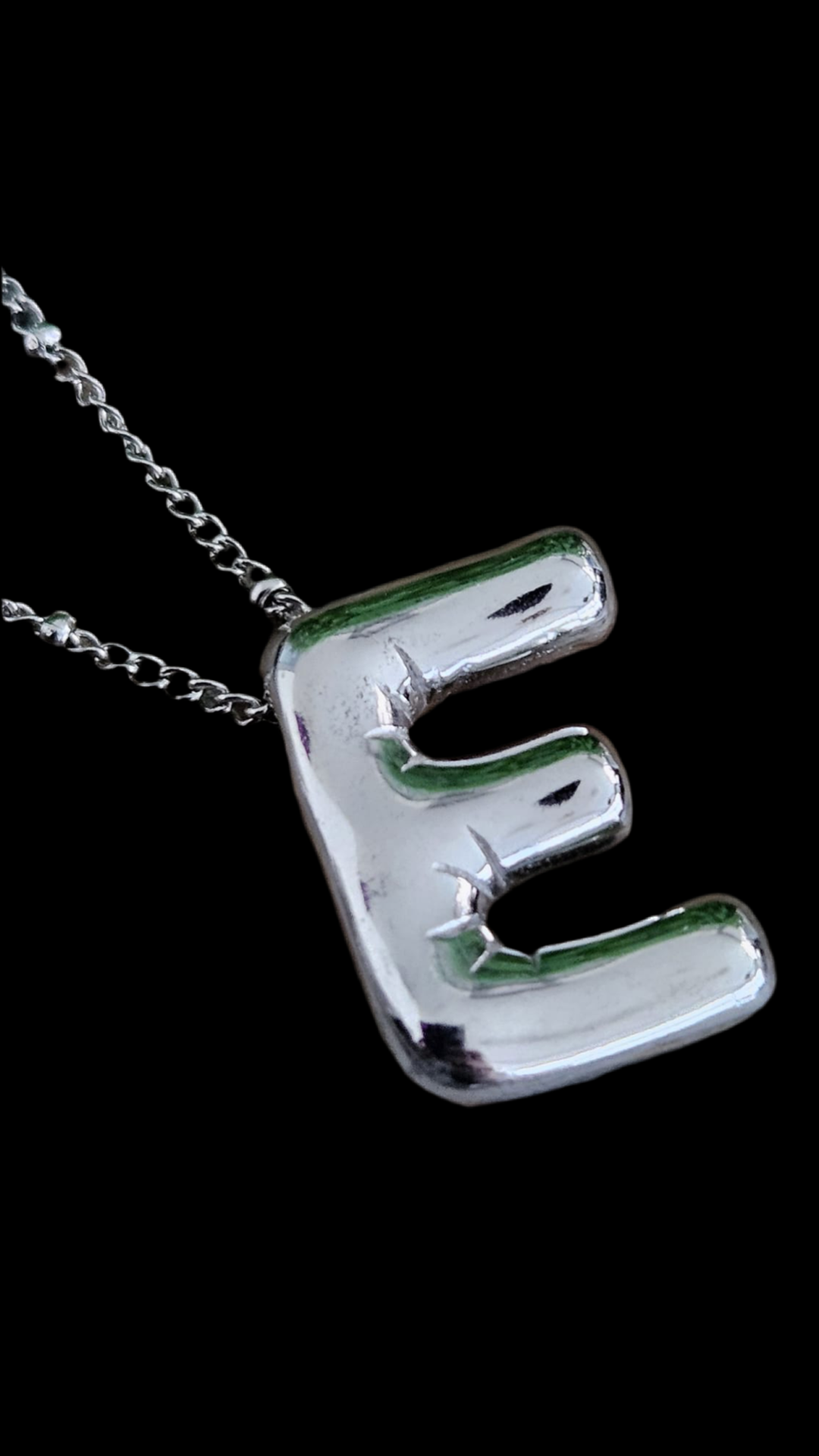 Initial Necklace - Bamboo Balloon (SILVER) - E