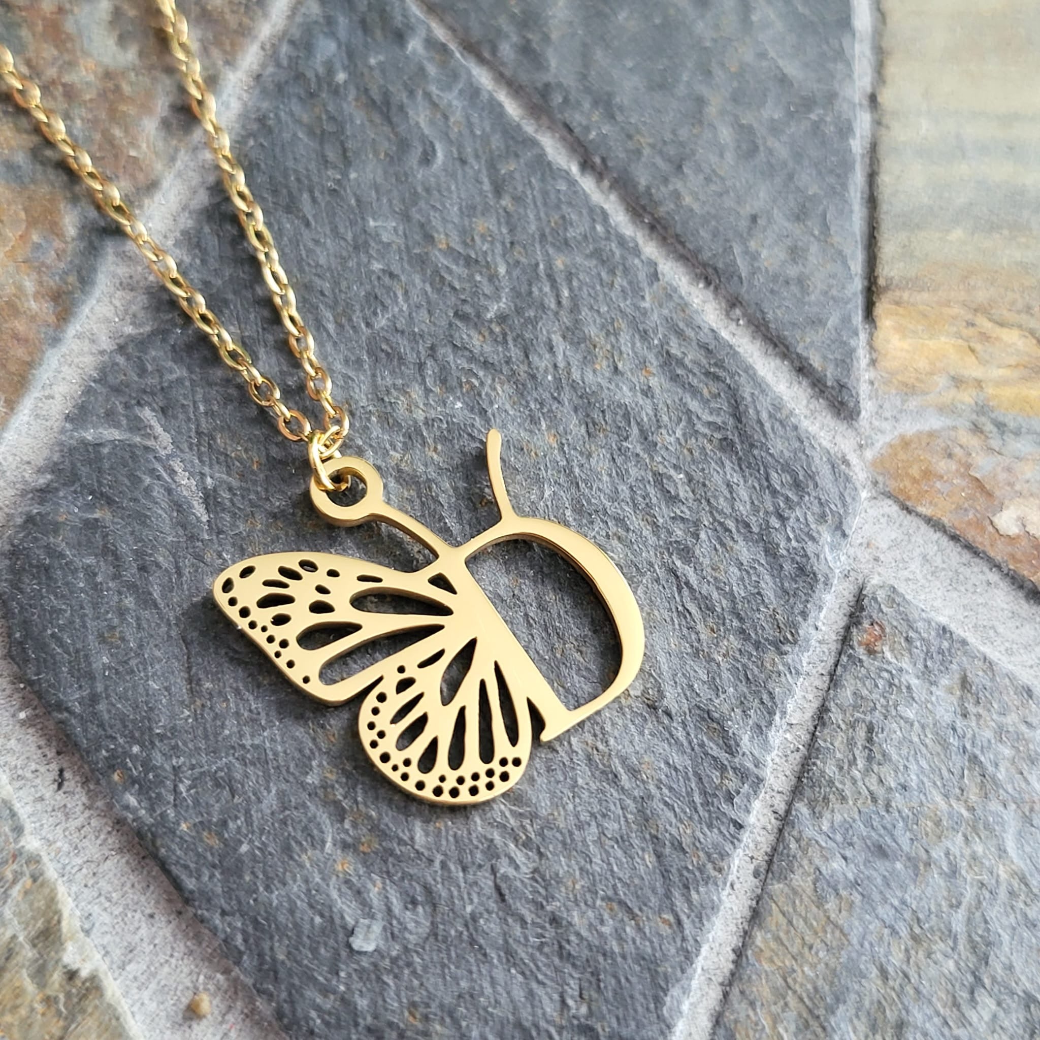 Necklace Initials Butterfly- D