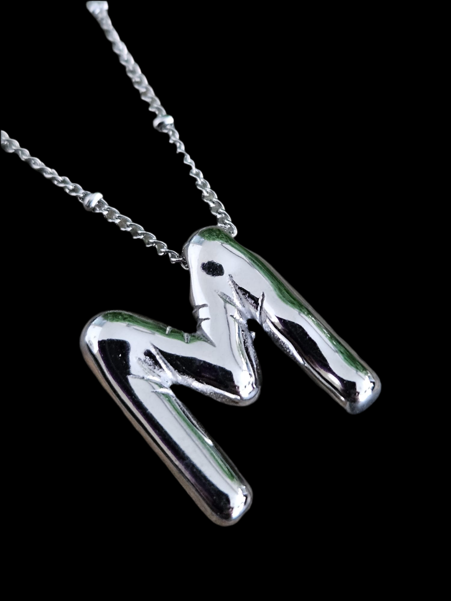 Initial Necklace - Bamboo Balloon (SILVER) - M