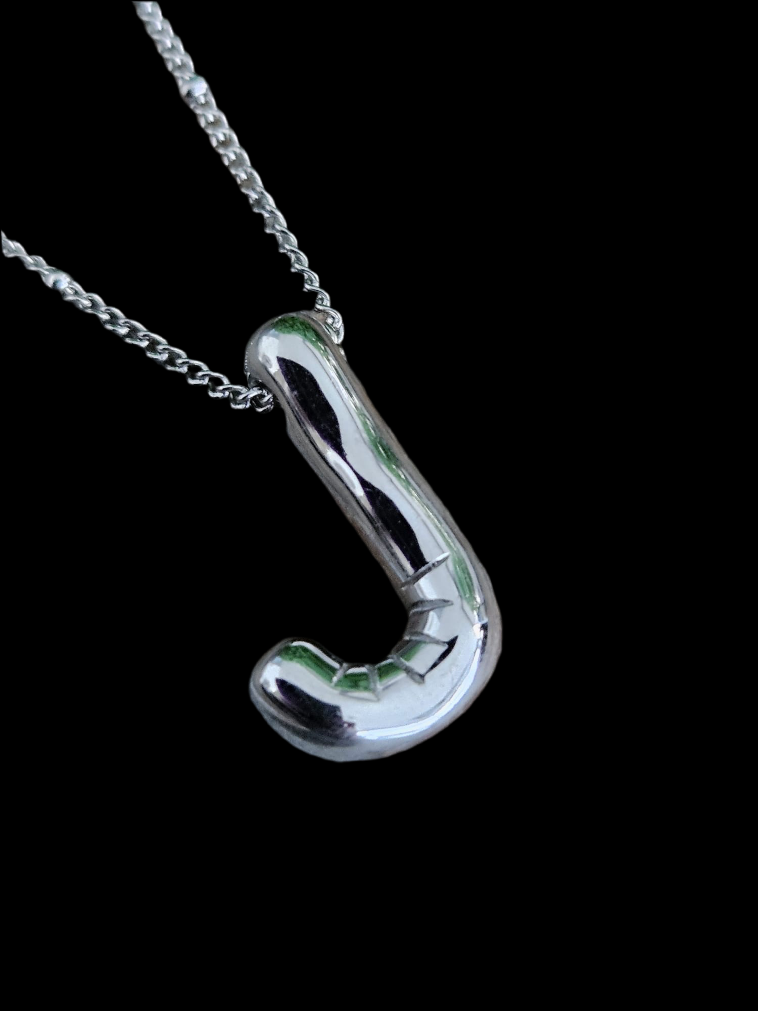 Initial Necklace - Bamboo Balloon (SILVER) - J