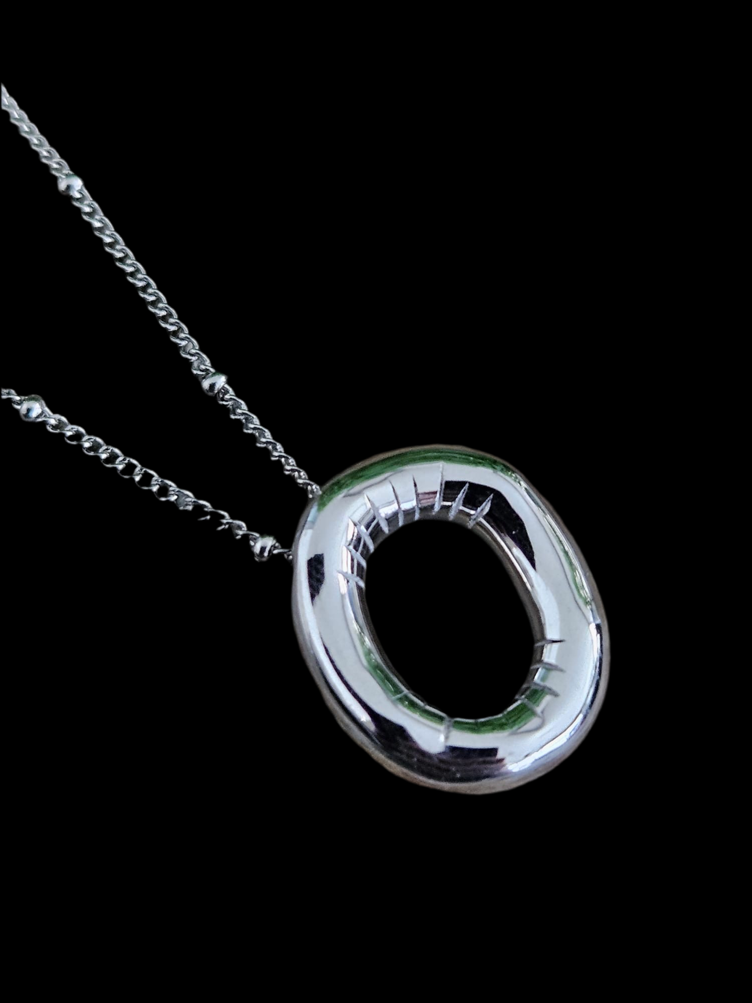 Initial Necklace - Bamboo Balloon (SILVER) - O