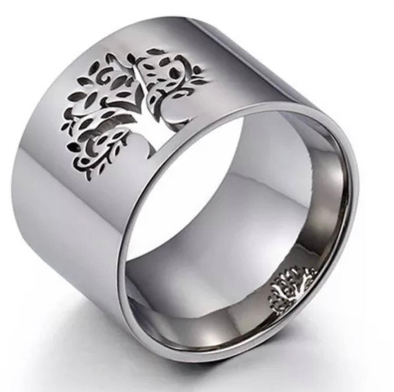 Stainless steel (316L) Tree of Live Ring (silver)