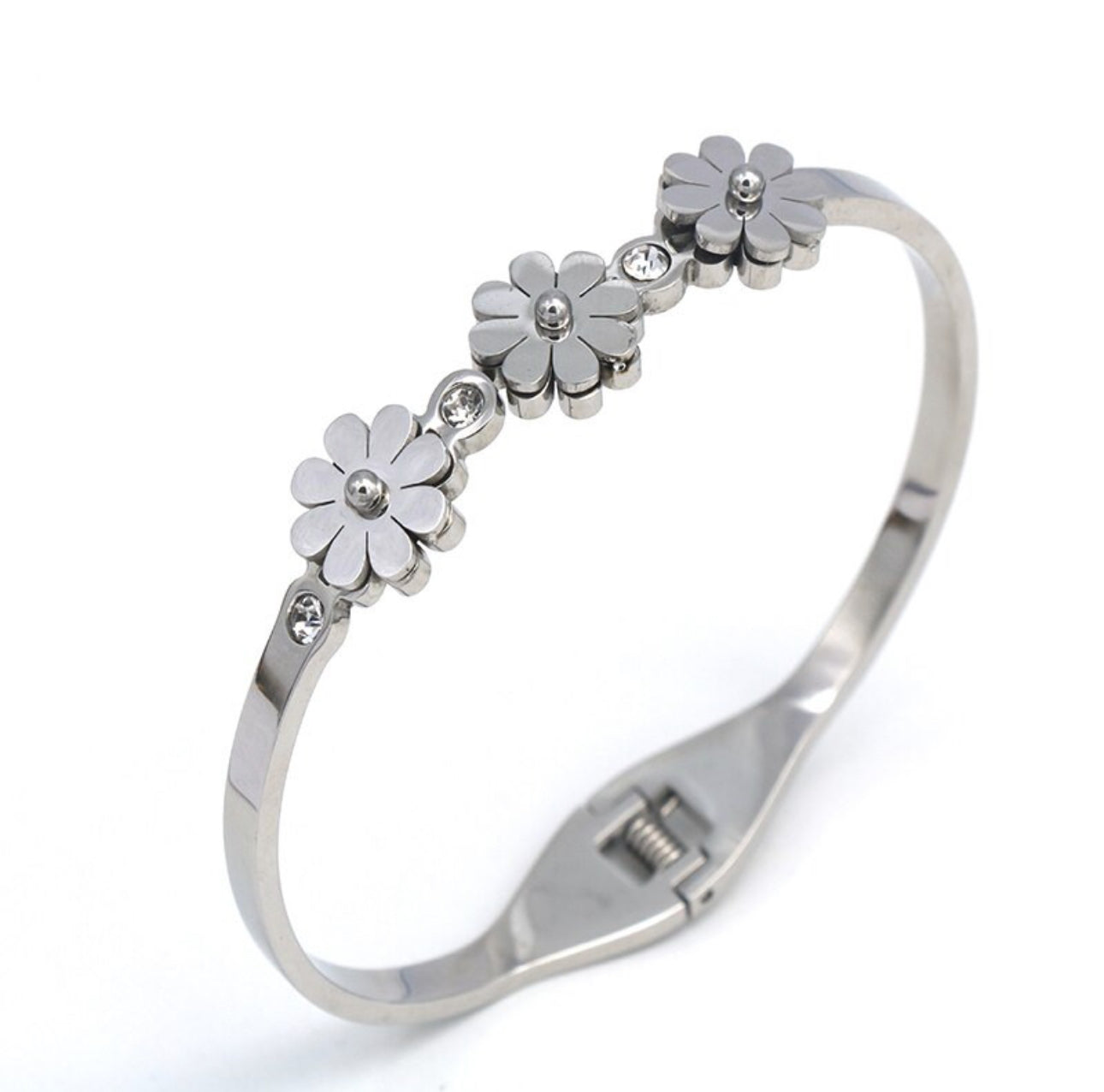 LUXE -THREE CHEERFUL DAISIES - silver