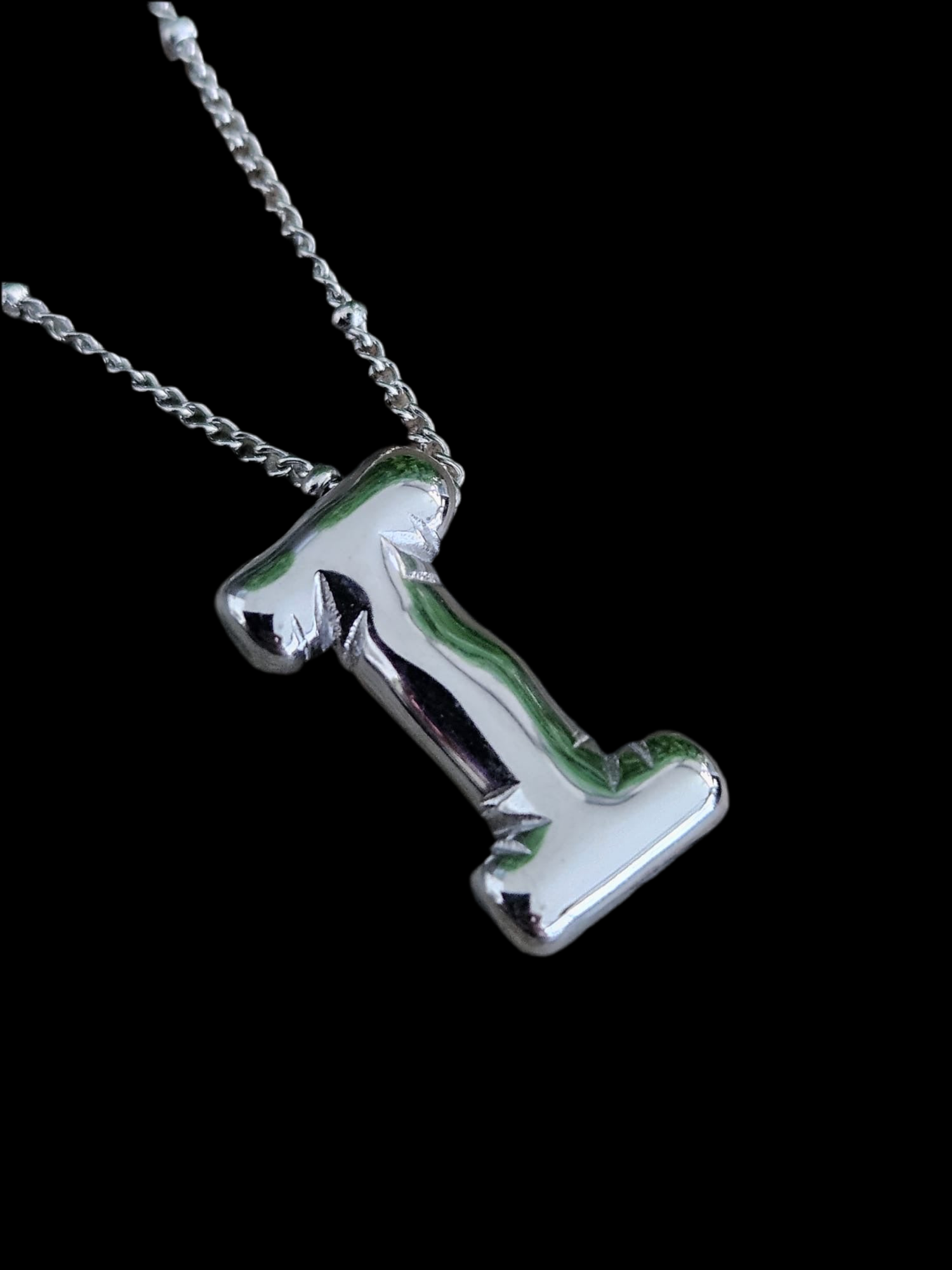 Initial Necklace - Bamboo Balloon (SILVER) - I