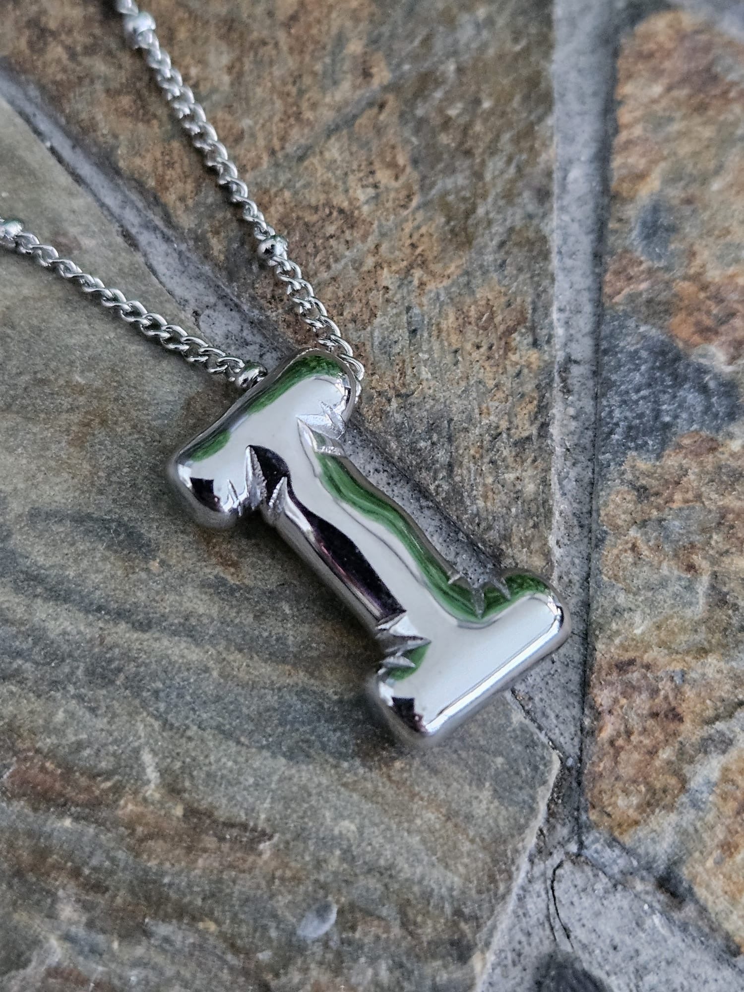 Initial Necklace - Bamboo Balloon (SILVER) - I