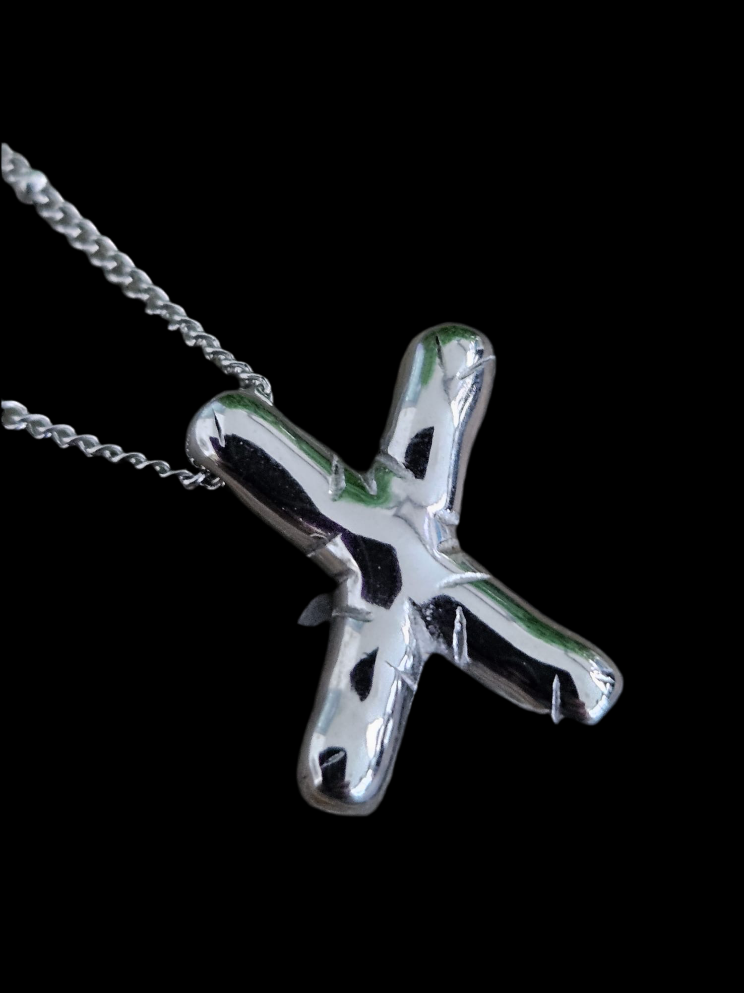Initial Necklace - Bamboo Balloon (SILVER) - X