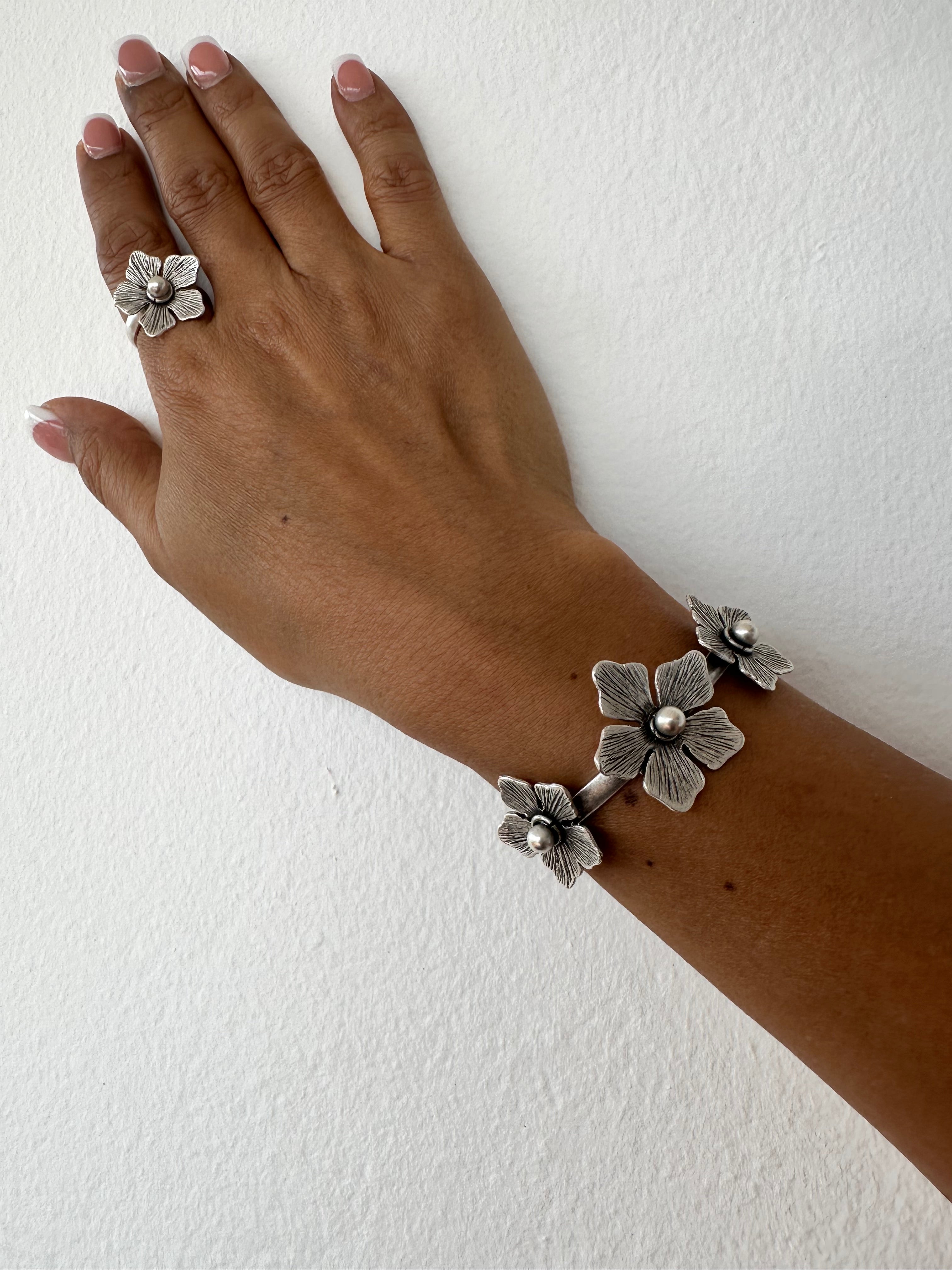 Set de Brazalete Turco - Amapola Plateada