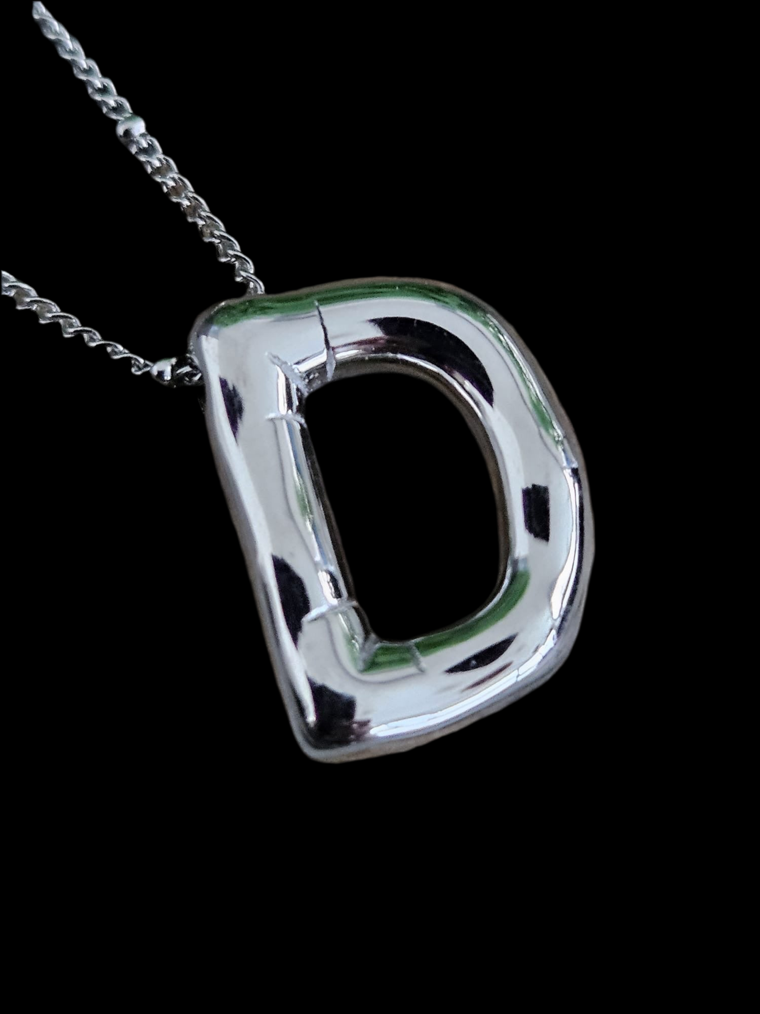 Initial Necklace - Bamboo Balloon (SILVER) - D