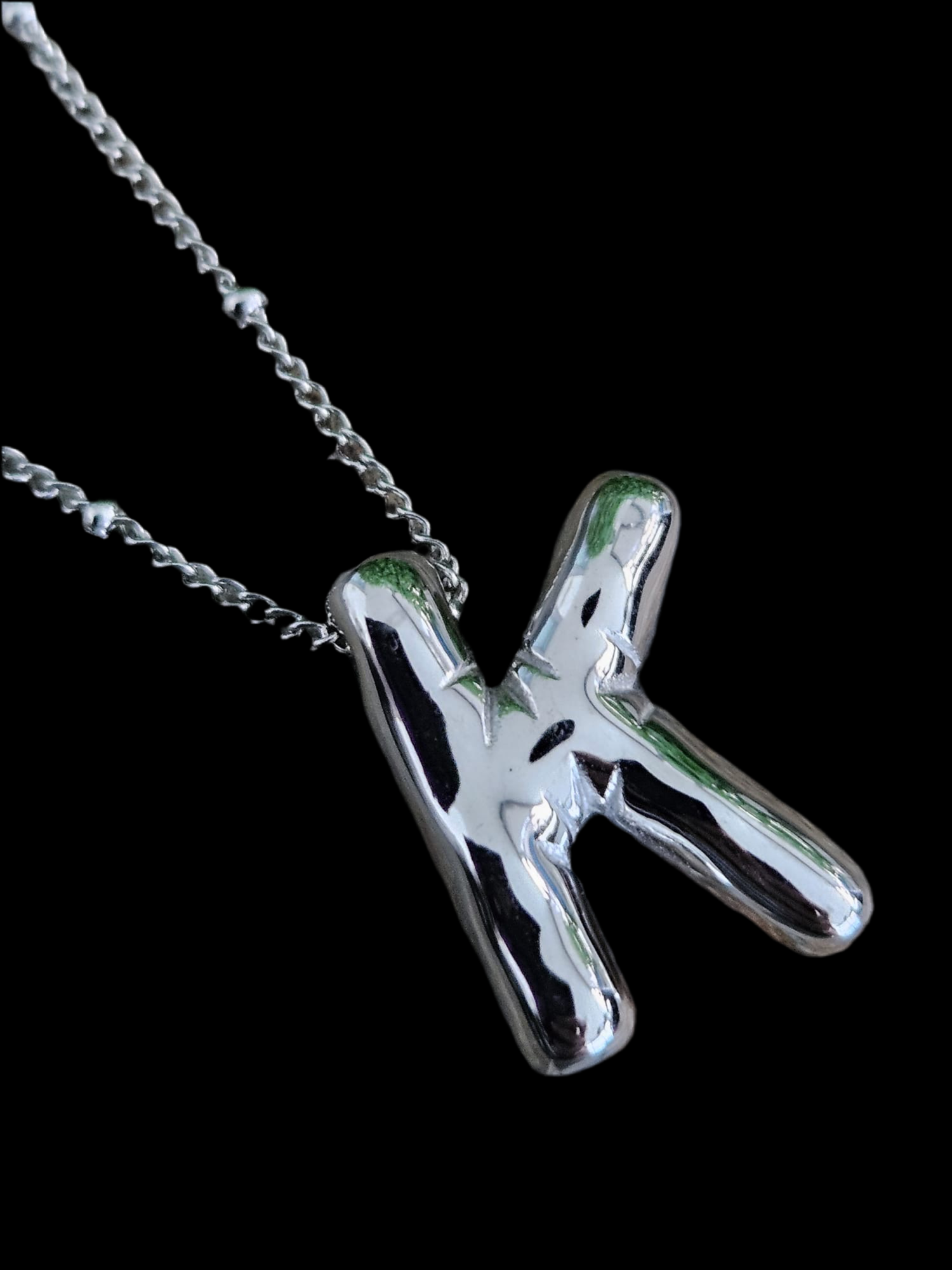 Initial Necklace - Bamboo Balloon (SILVER) - K
