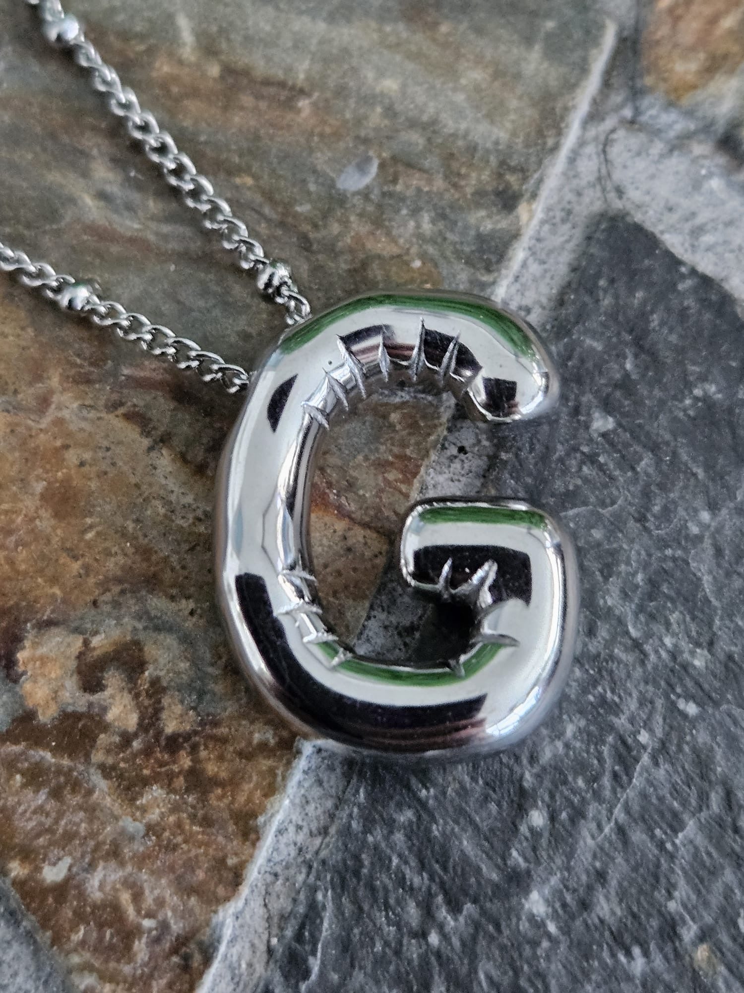 Initial Necklace - Bamboo Balloon (SILVER) - G