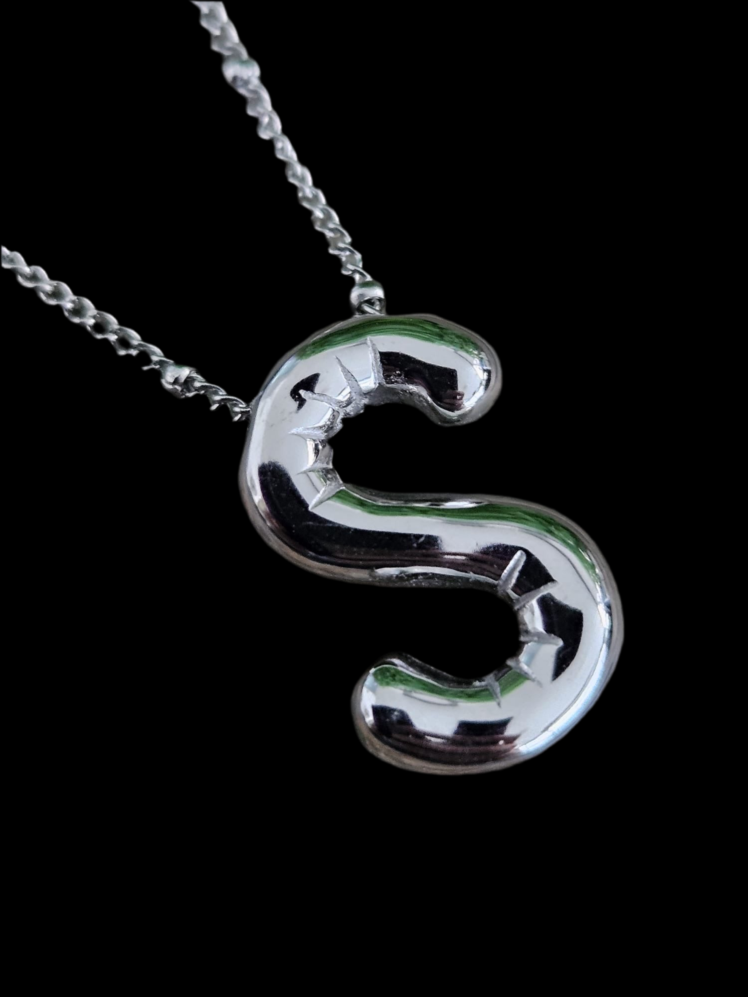 Initial Necklace - Bamboo Balloon (SILVER) - S