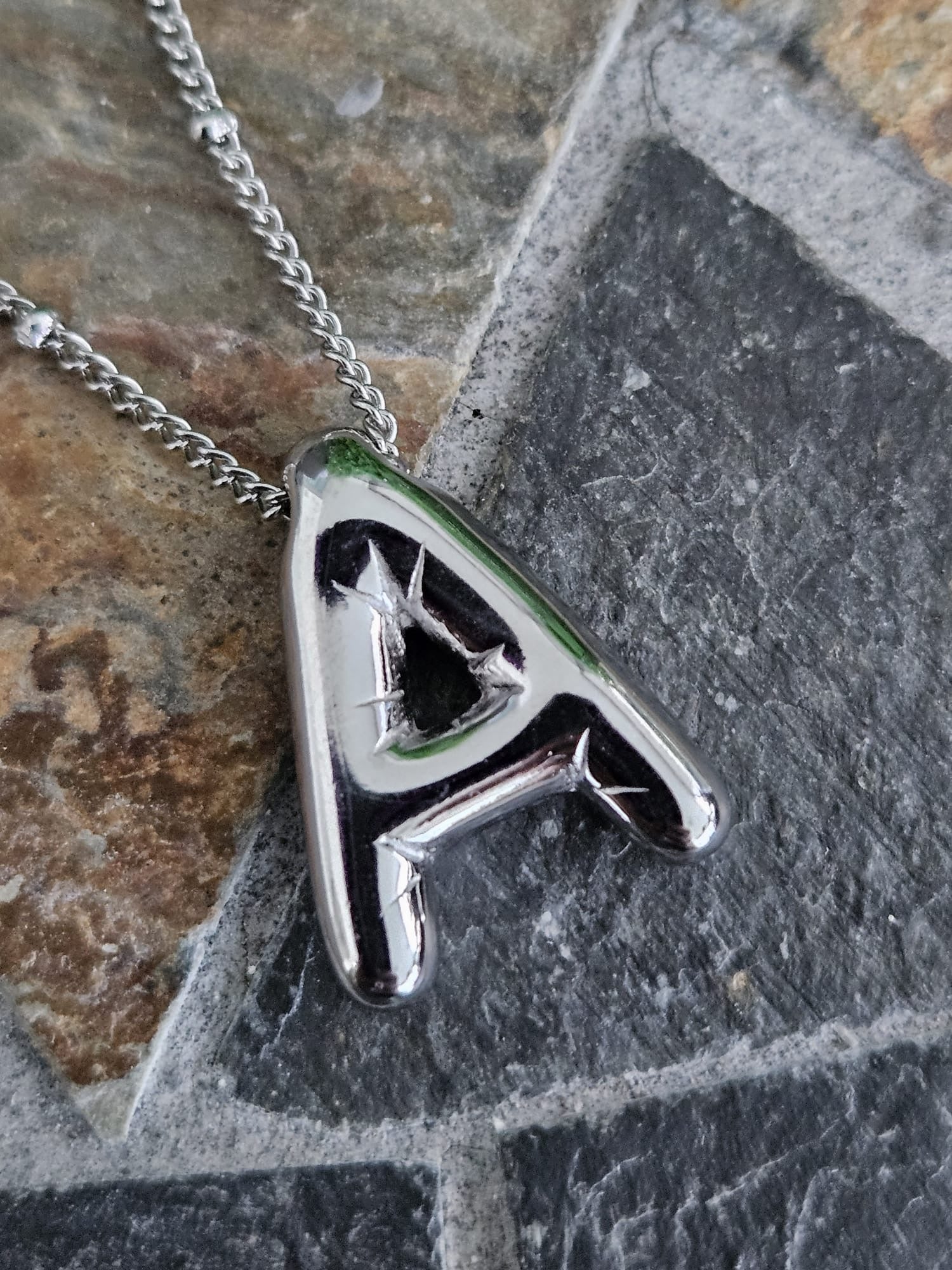 Initial Necklace - Bamboo Balloon (SILVER) - A