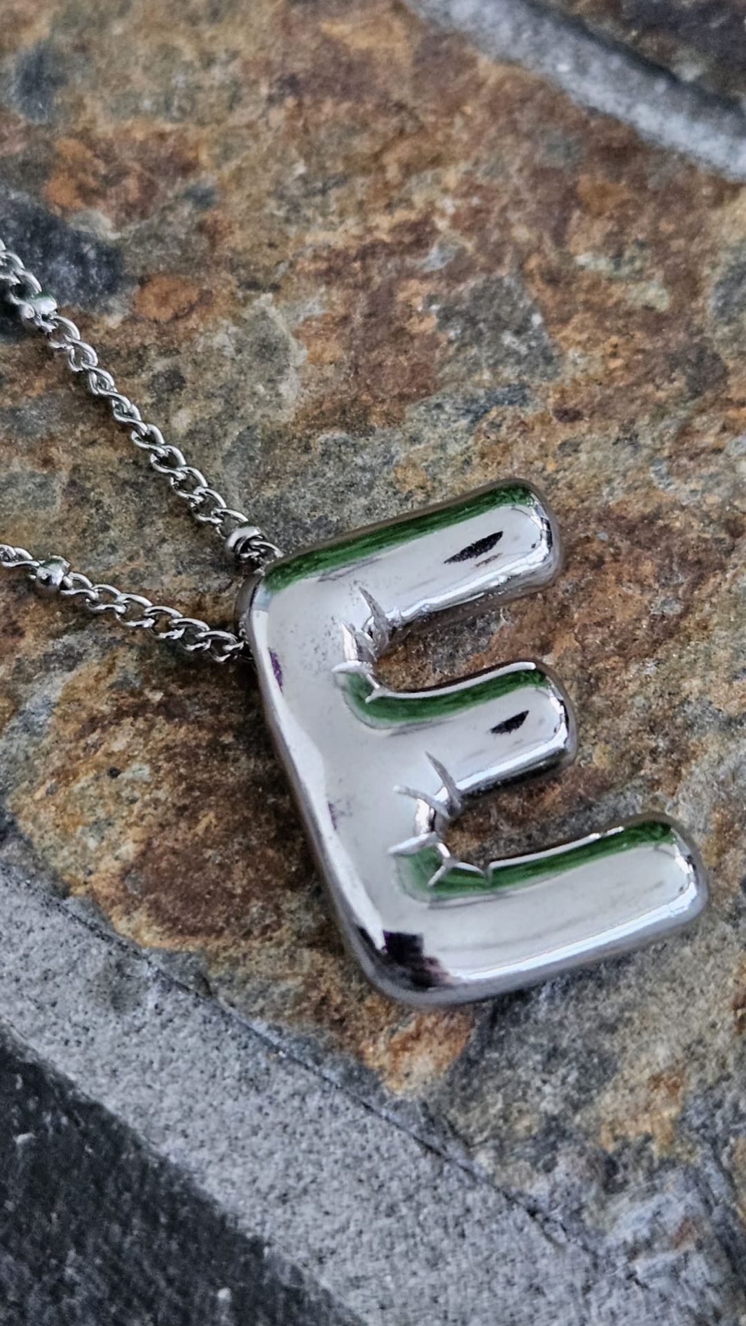 Initial Necklace - Bamboo Balloon (SILVER) - E