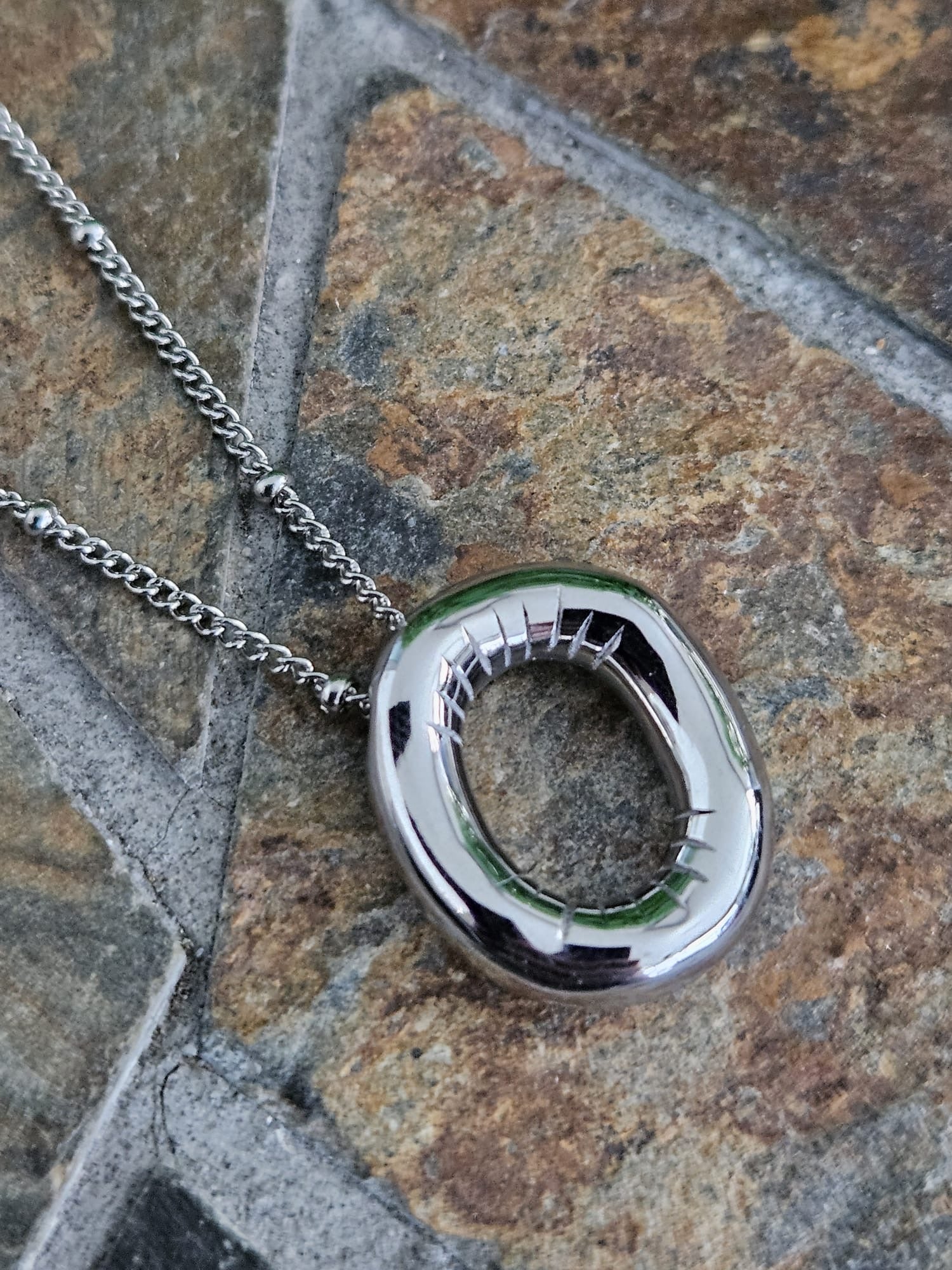 Initial Necklace - Bamboo Balloon (SILVER) - O