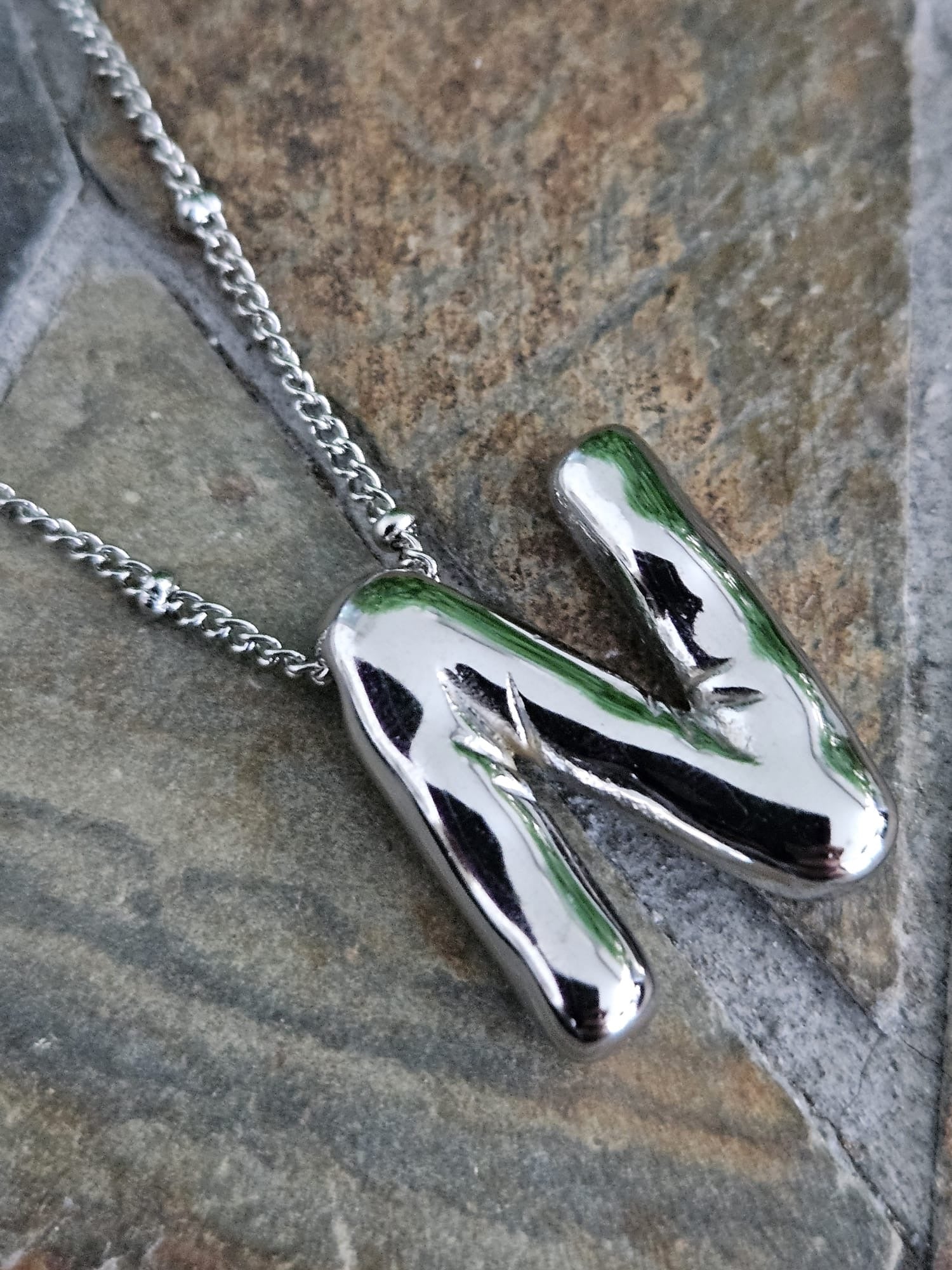 Initial Necklace - Bamboo Balloon (SILVER) - N