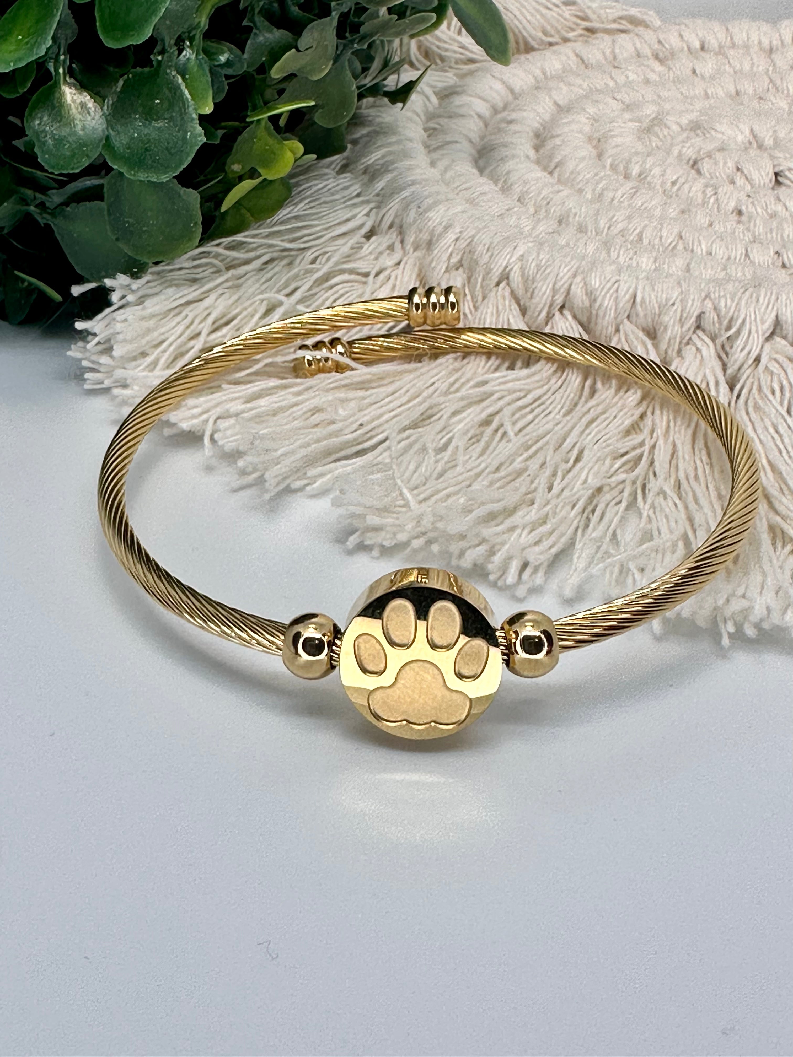 Woof Lovers Wire Bangle - Gold