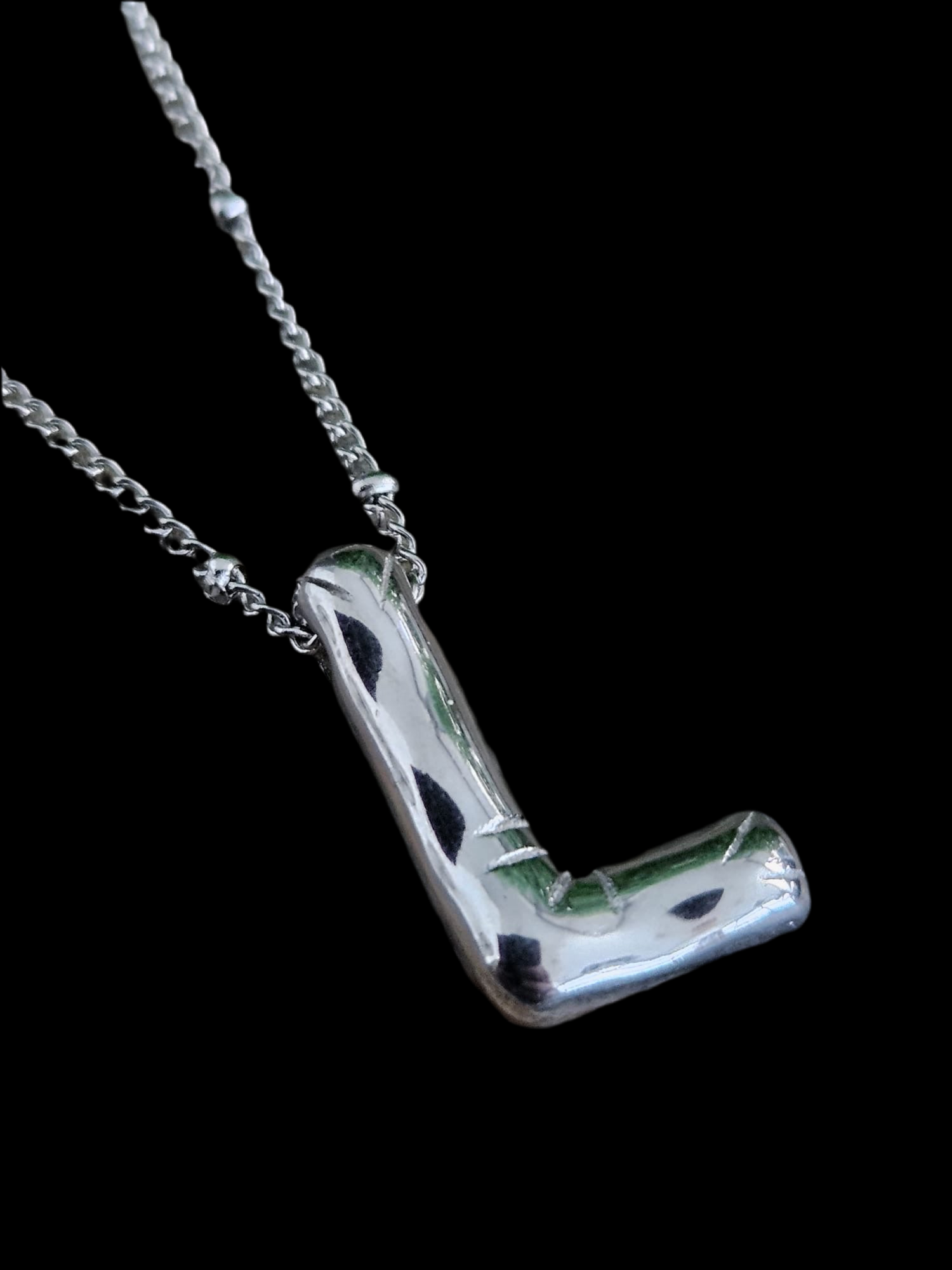 Initial Necklace - Bamboo Balloon (SILVER) - L