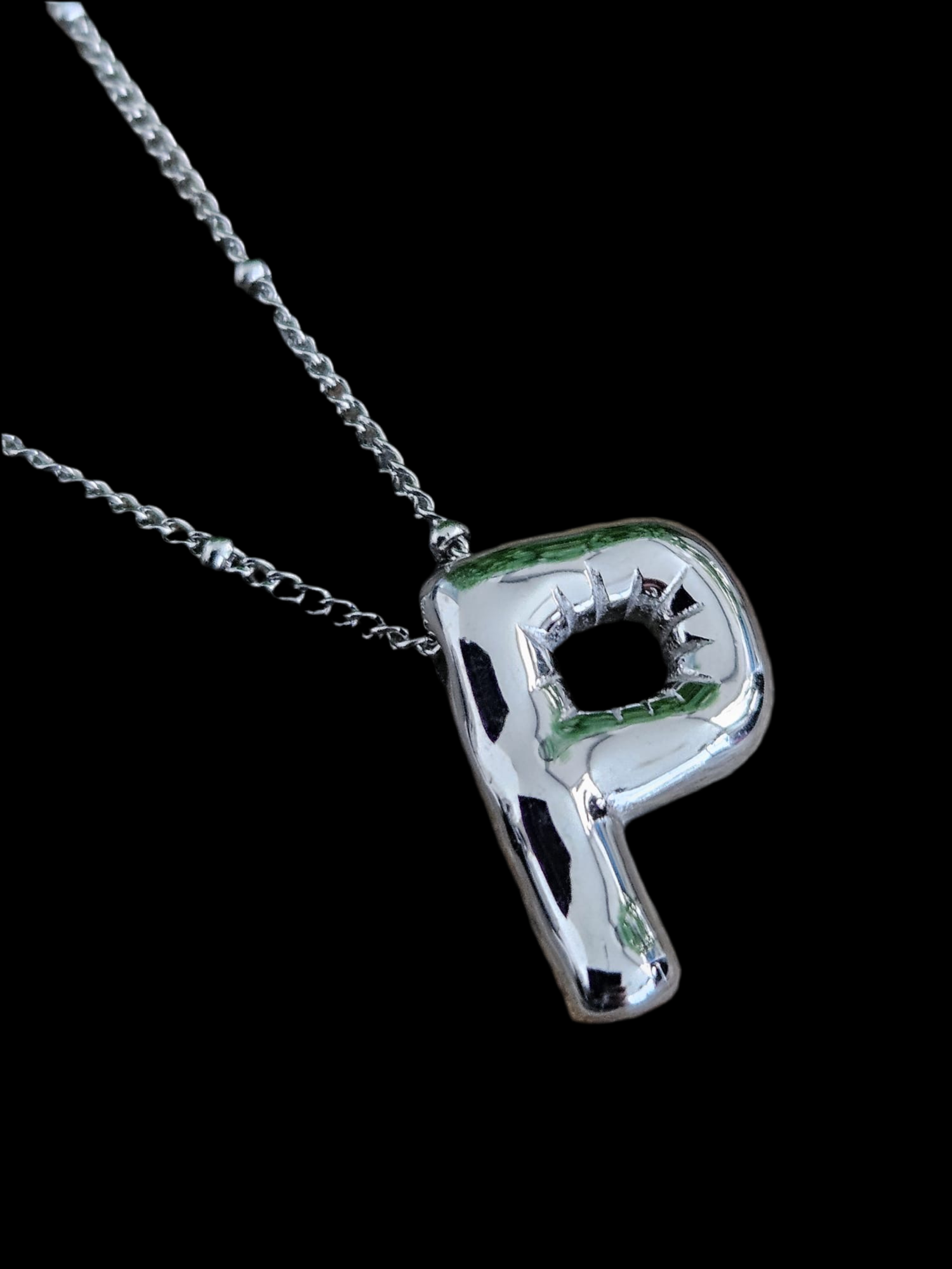 Initial Necklace - Bamboo Balloon (SILVER) - P