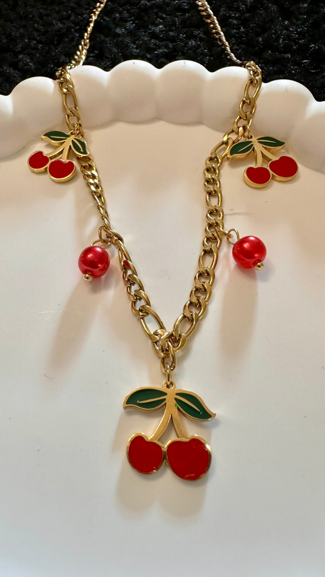 LUXE SS NECKLACE SET - SPARKLING CHERRIES