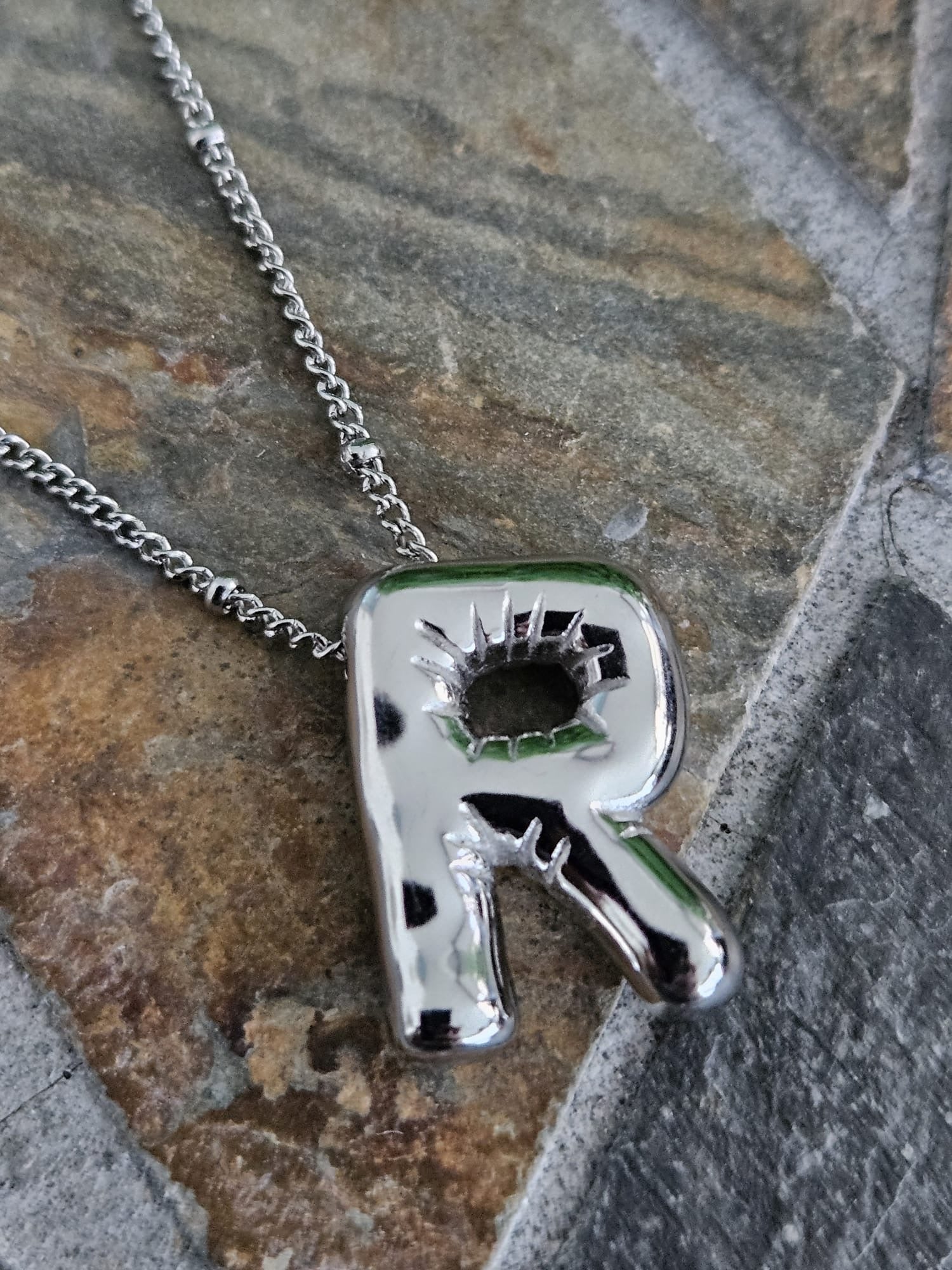 Initial Necklace - Bamboo Balloon (SILVER) - R