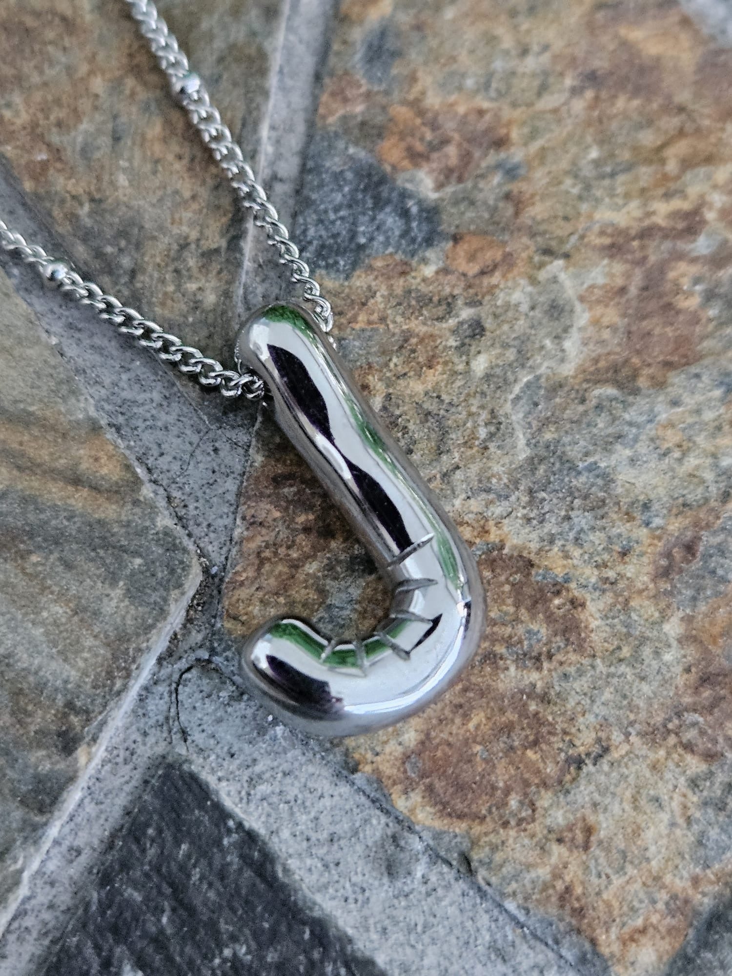 Initial Necklace - Bamboo Balloon (SILVER) - J