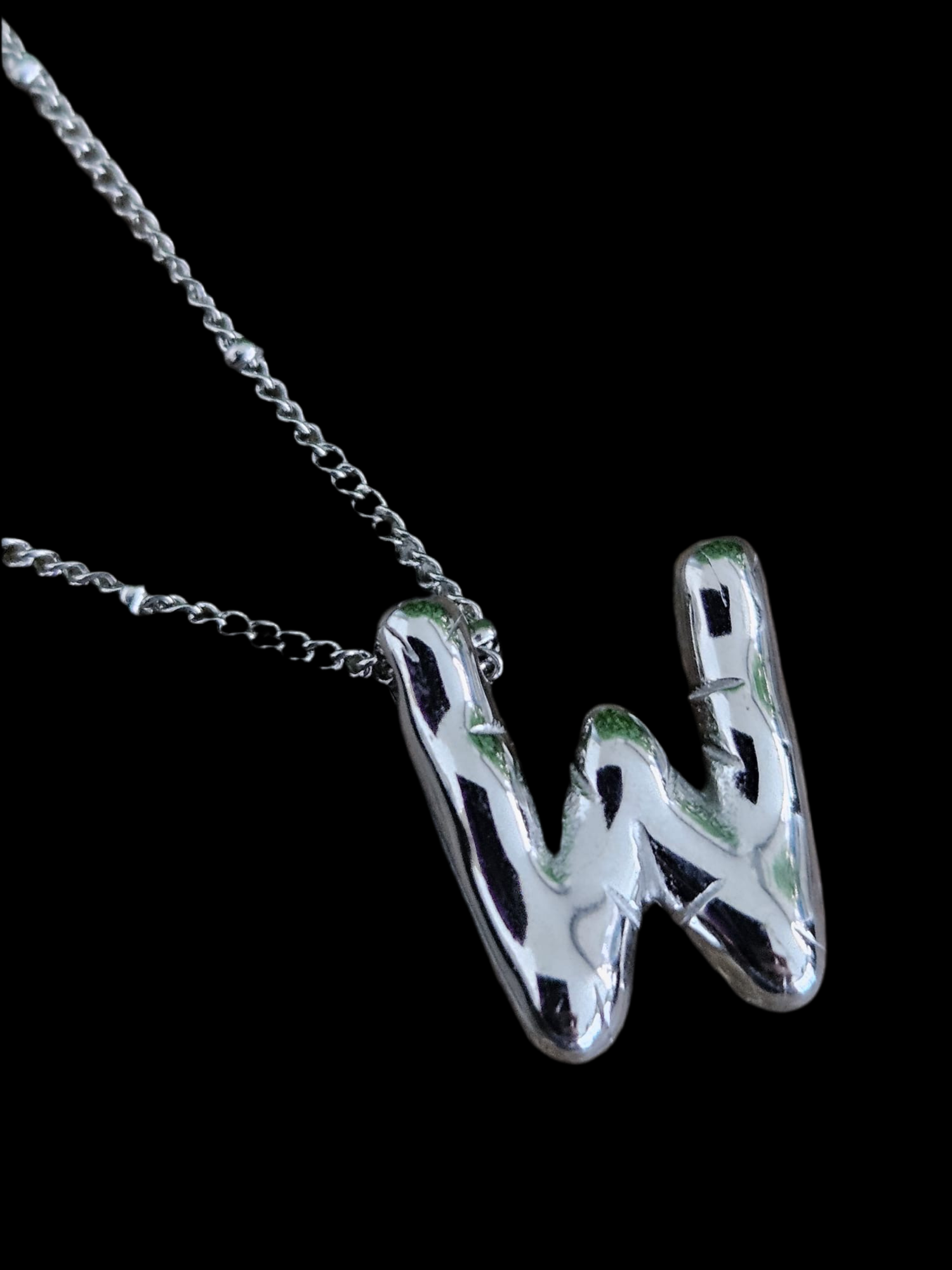 Initial Necklace - Bamboo Balloon (SILVER) - W