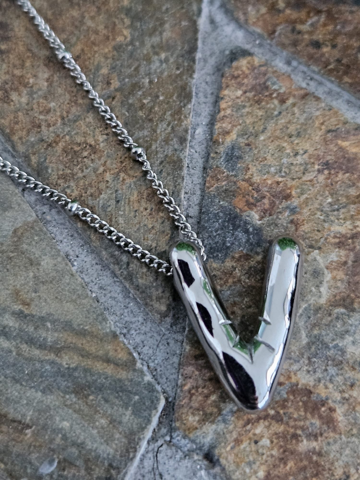 Initial Necklace - Bamboo Balloon (SILVER) - V