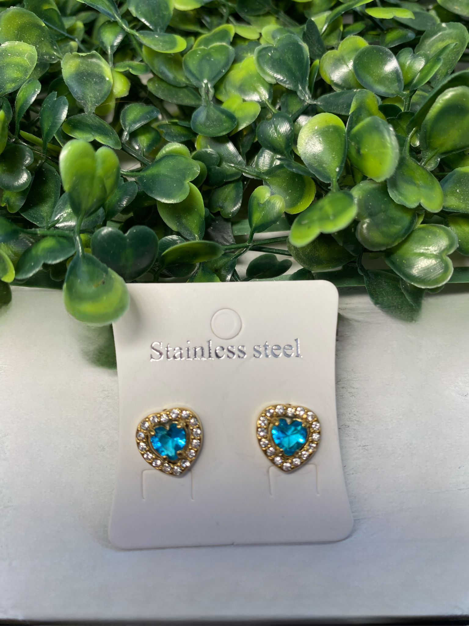Stainless Steel Luxe In Love Earrings - Turquoise (gold)