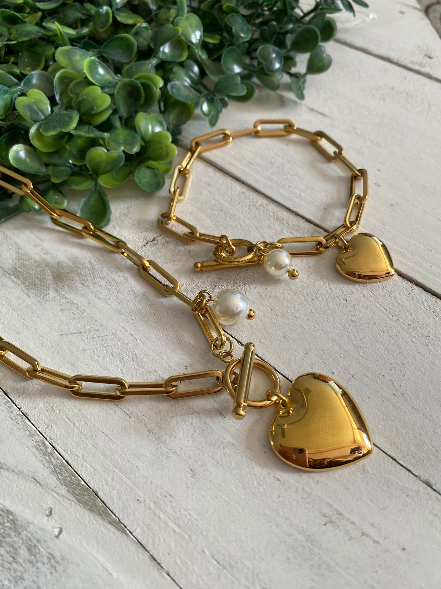 Stainless Steel Necklace Set- Feelings (Gold)