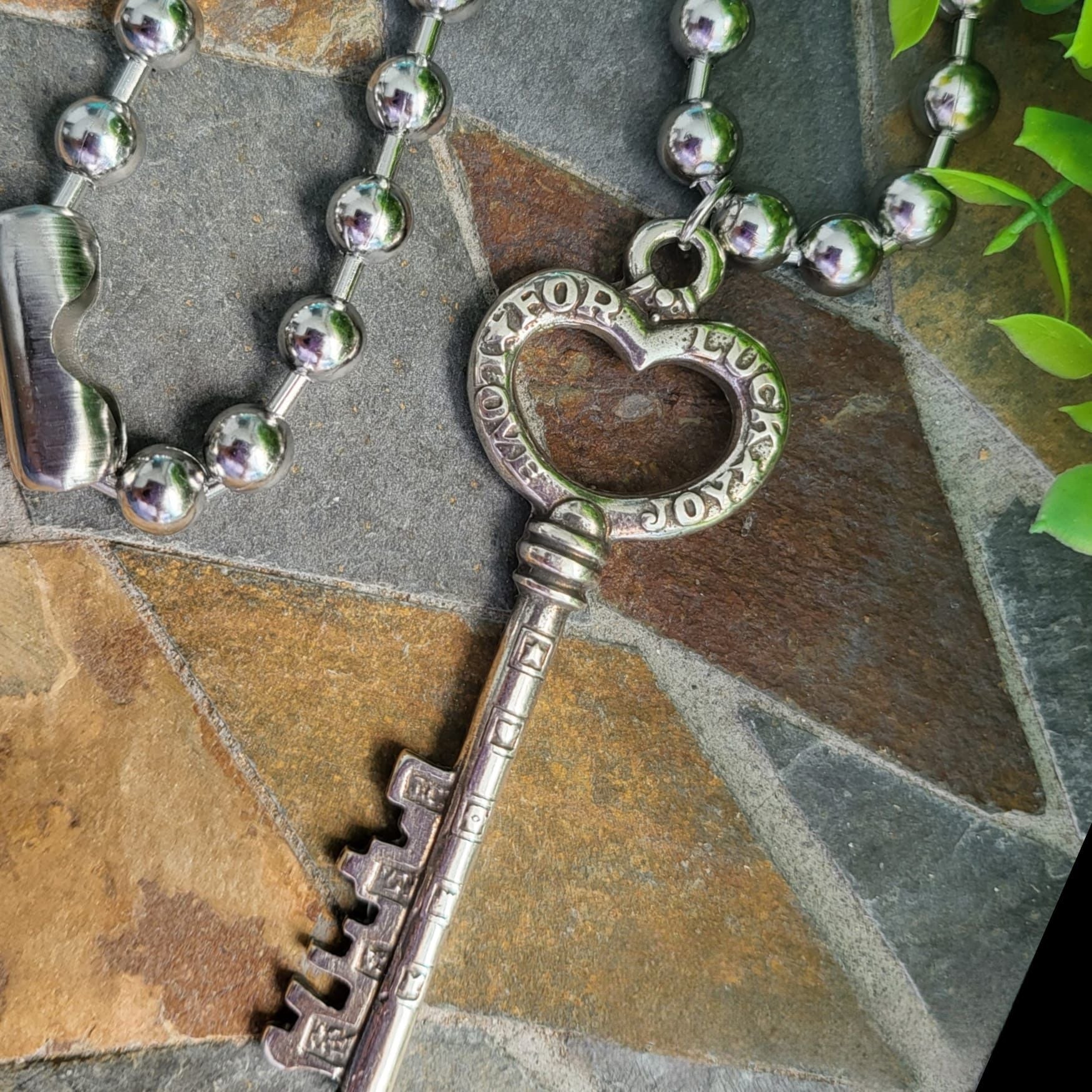 Stainless Steel Necklace- Zamak Key (Silver)