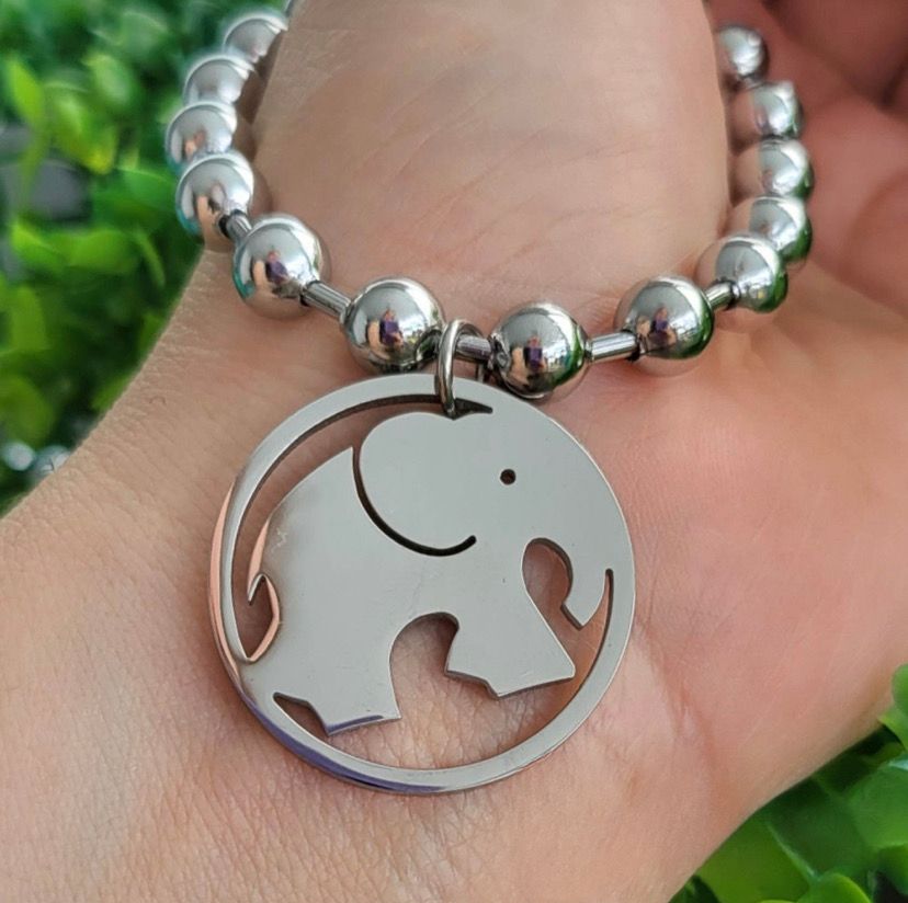 Stainless Steel Bracelet Set - Elephant (Silver)