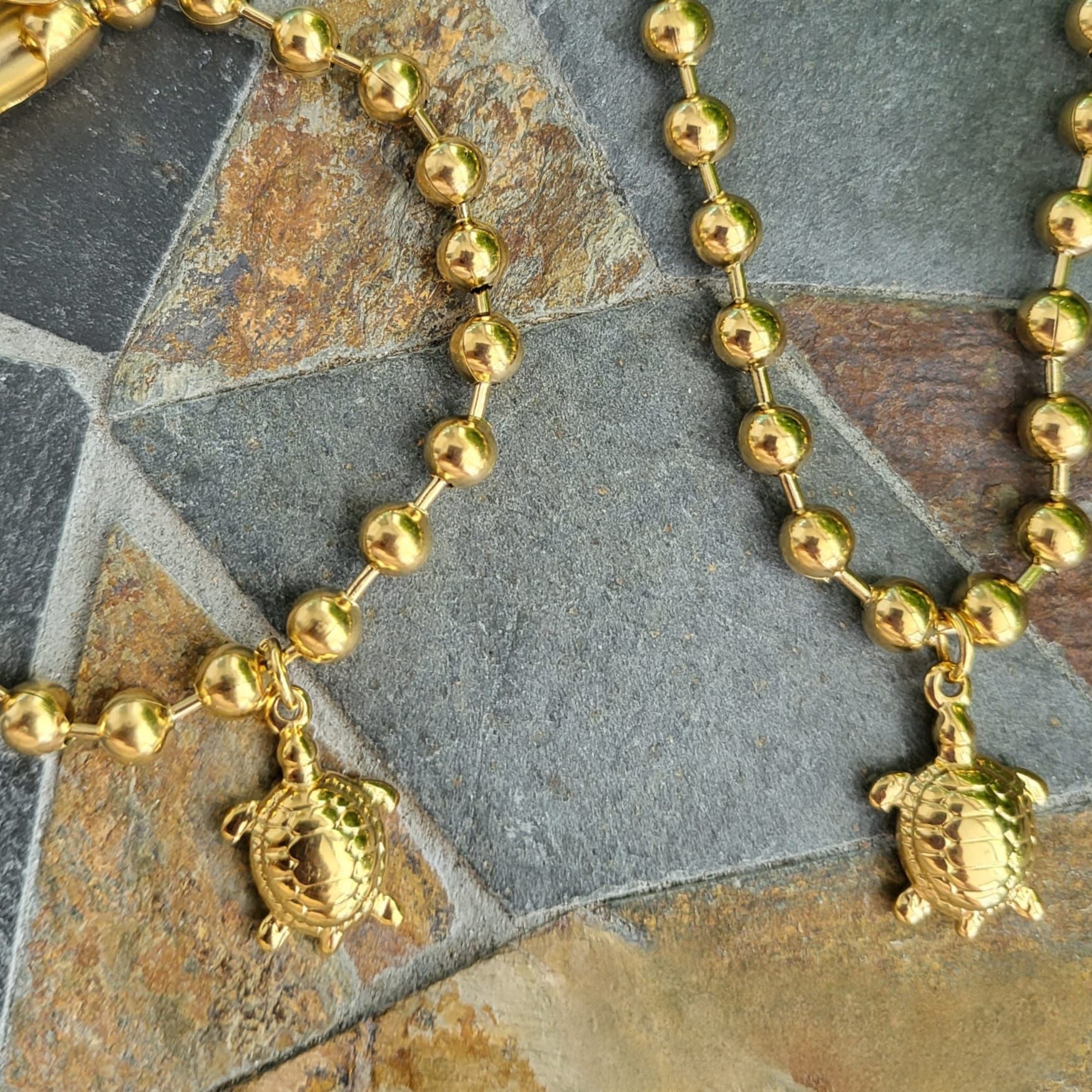 Stainless Steel Necklace Set - Turtle (Gold)