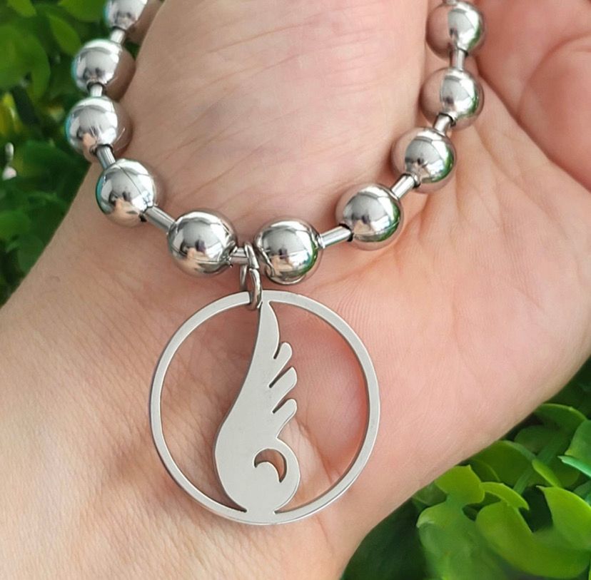 Stainless Steel Bracelet Set - Angels Wing (Silver)