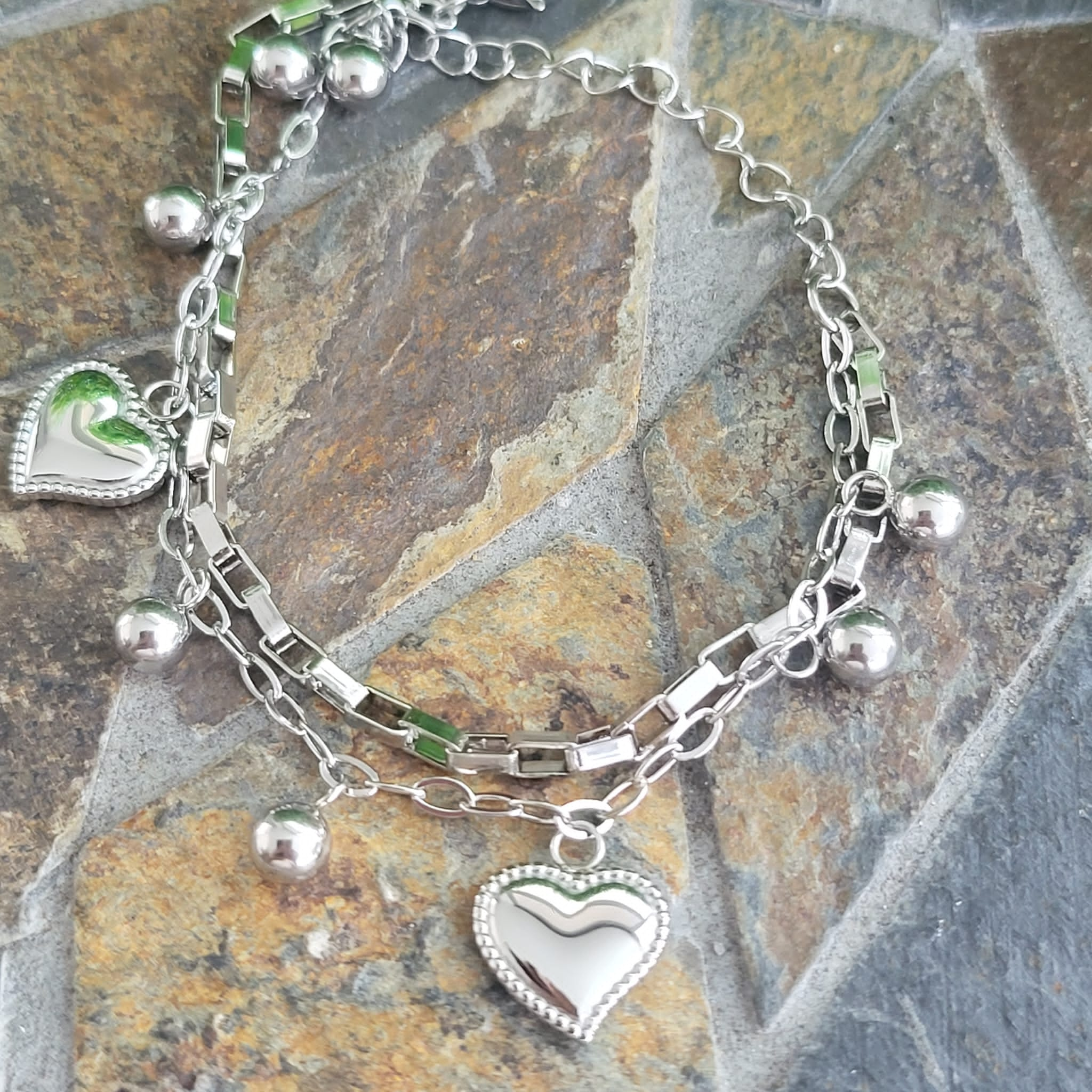 LUXE SS DANGLE BRACELET/ANKLET - MINI BLESSED LOVE (SILVER)