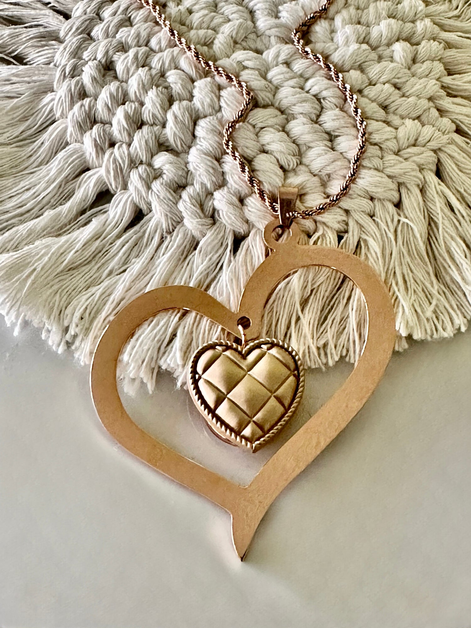 Luxe Bright Heart Pendant (Rose Gold)