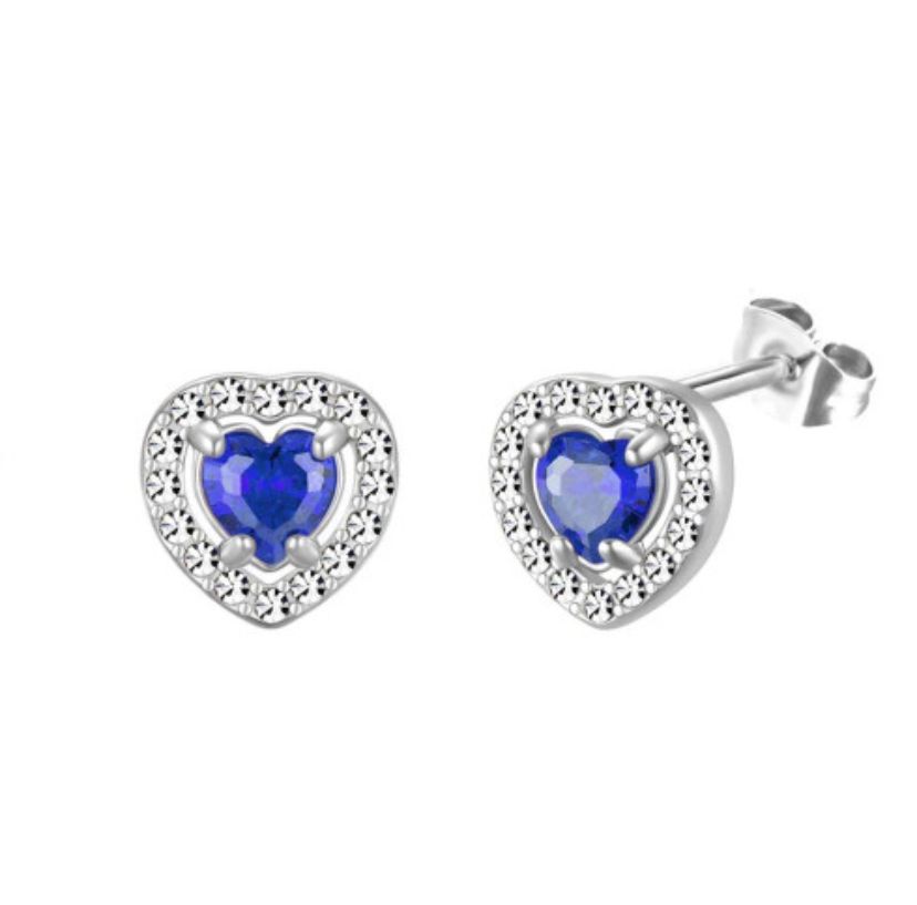 Stainless Steel Luxe In Love Earrings - Blue (silver)